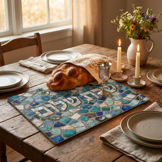 Shabbat Shalom Mosaic Challah Board