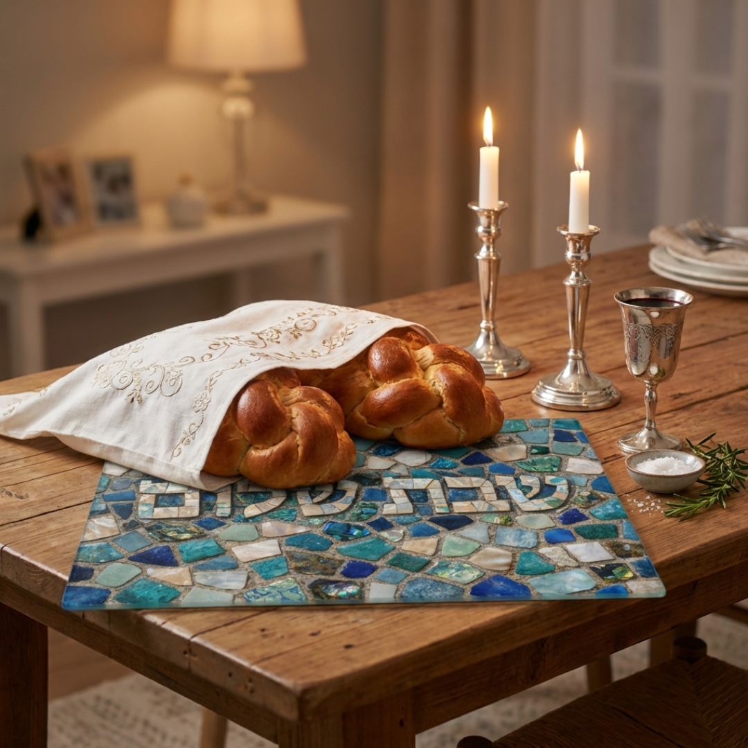 Shabbat Shalom Mosaic Challah Board