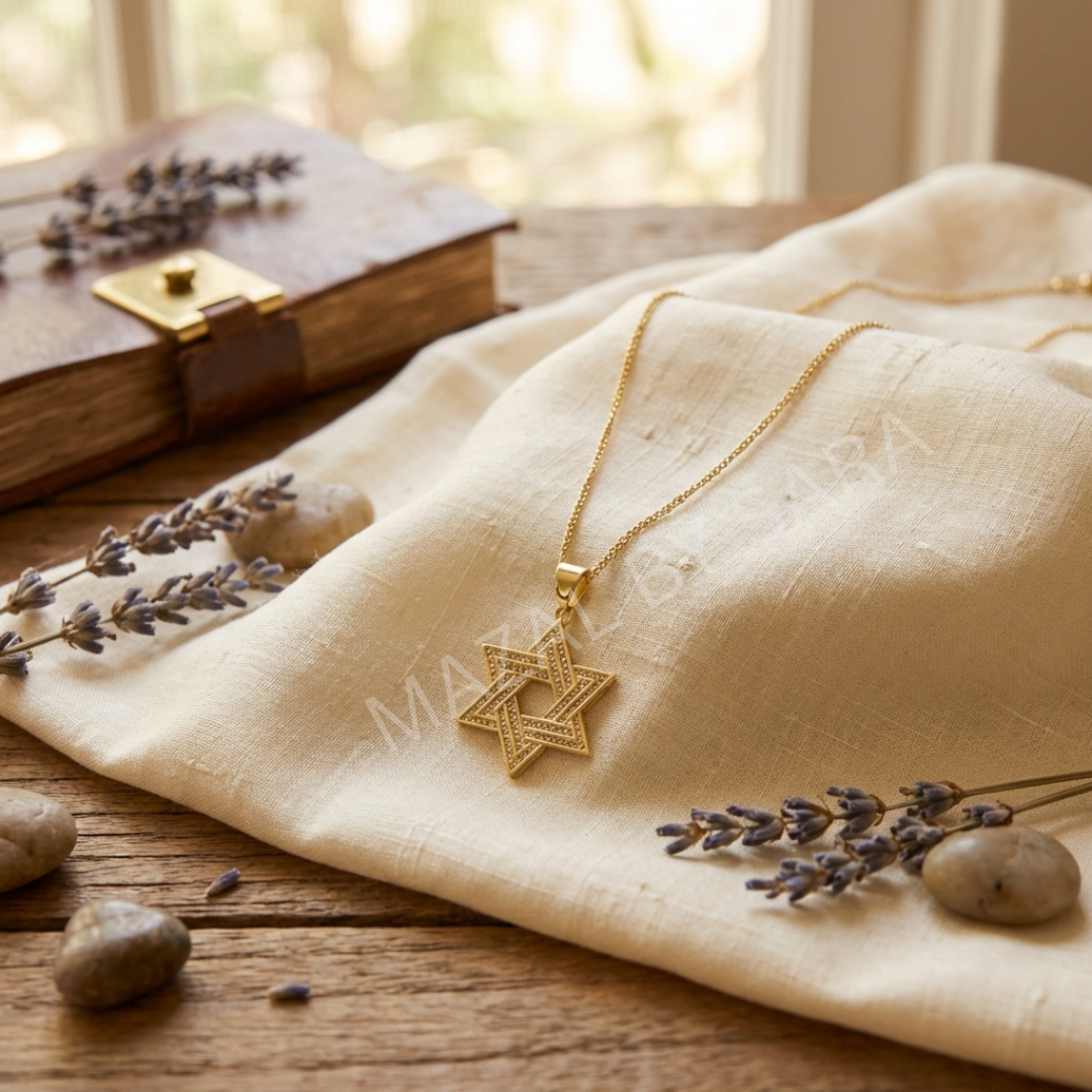 Gold Star of David Necklace