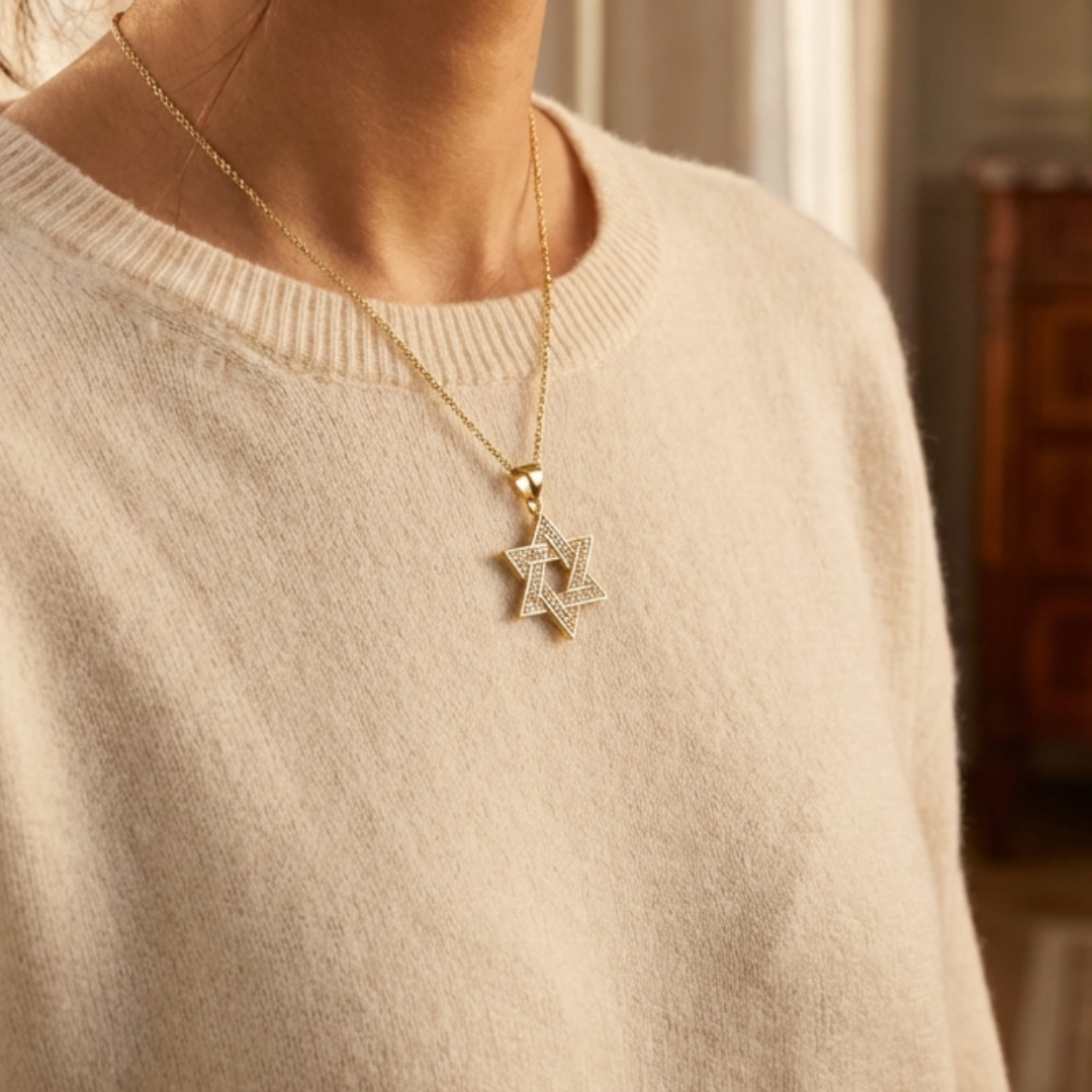 Gold Star of David Necklace
