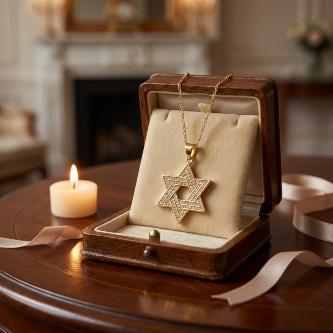 Gold Star of David Necklace