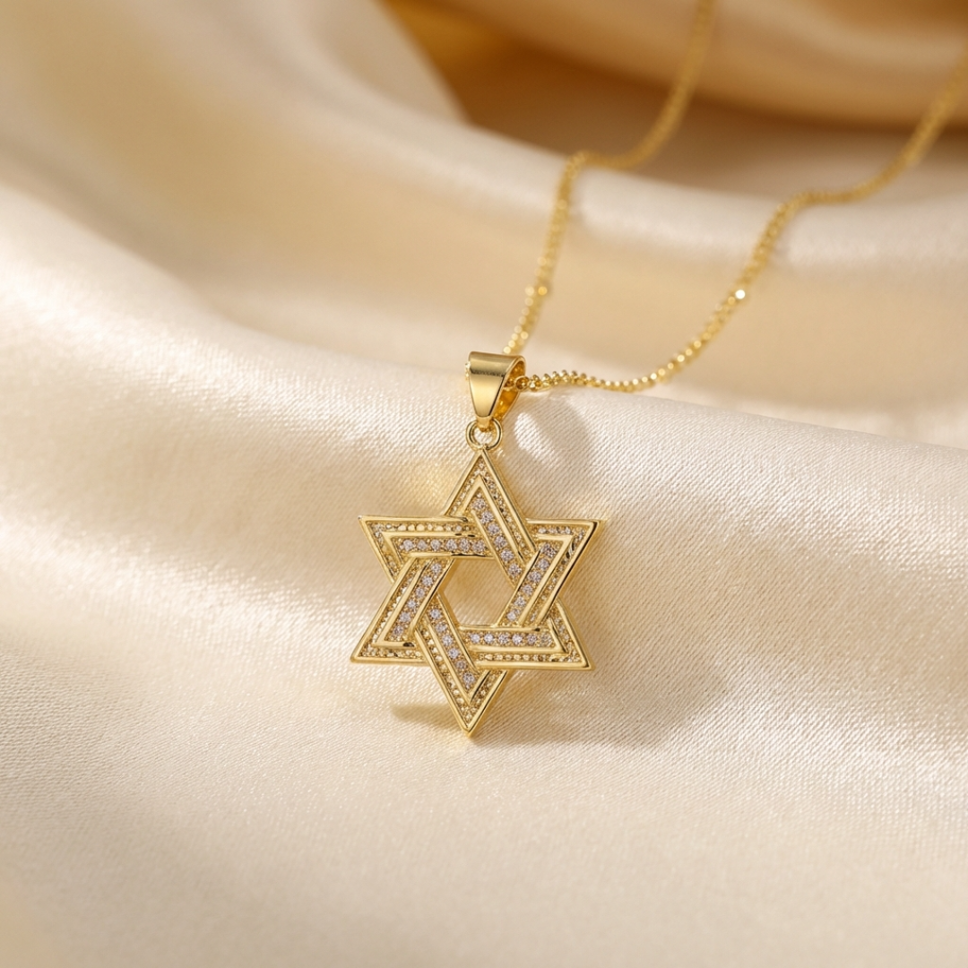 Gold Star of David Necklace