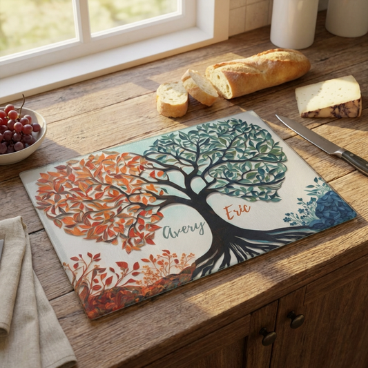 Personalized Tree of Life Wedding Gift | Glass Cutting Board