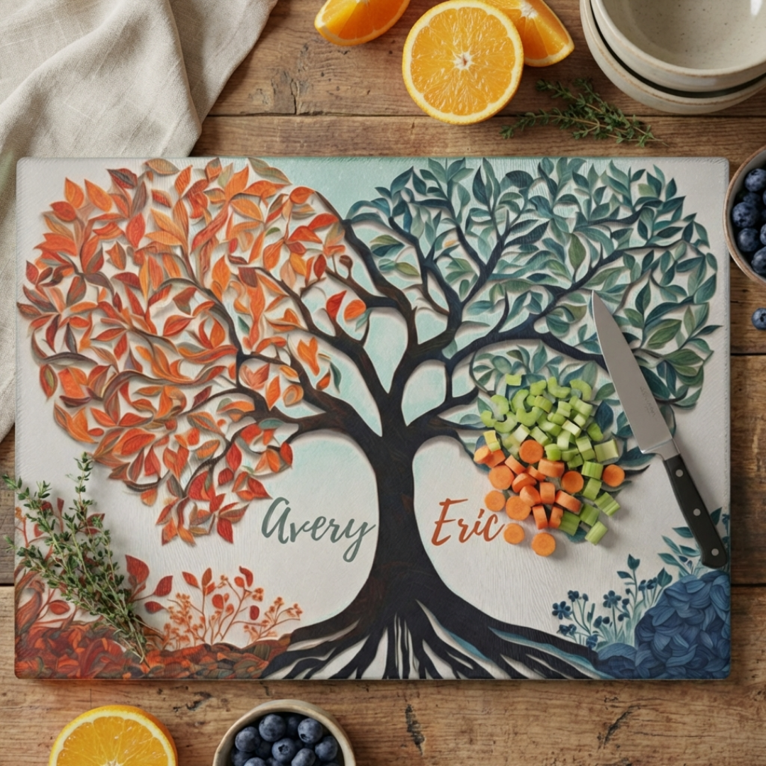 Personalized Tree of Life Wedding Gift | Glass Cutting Board
