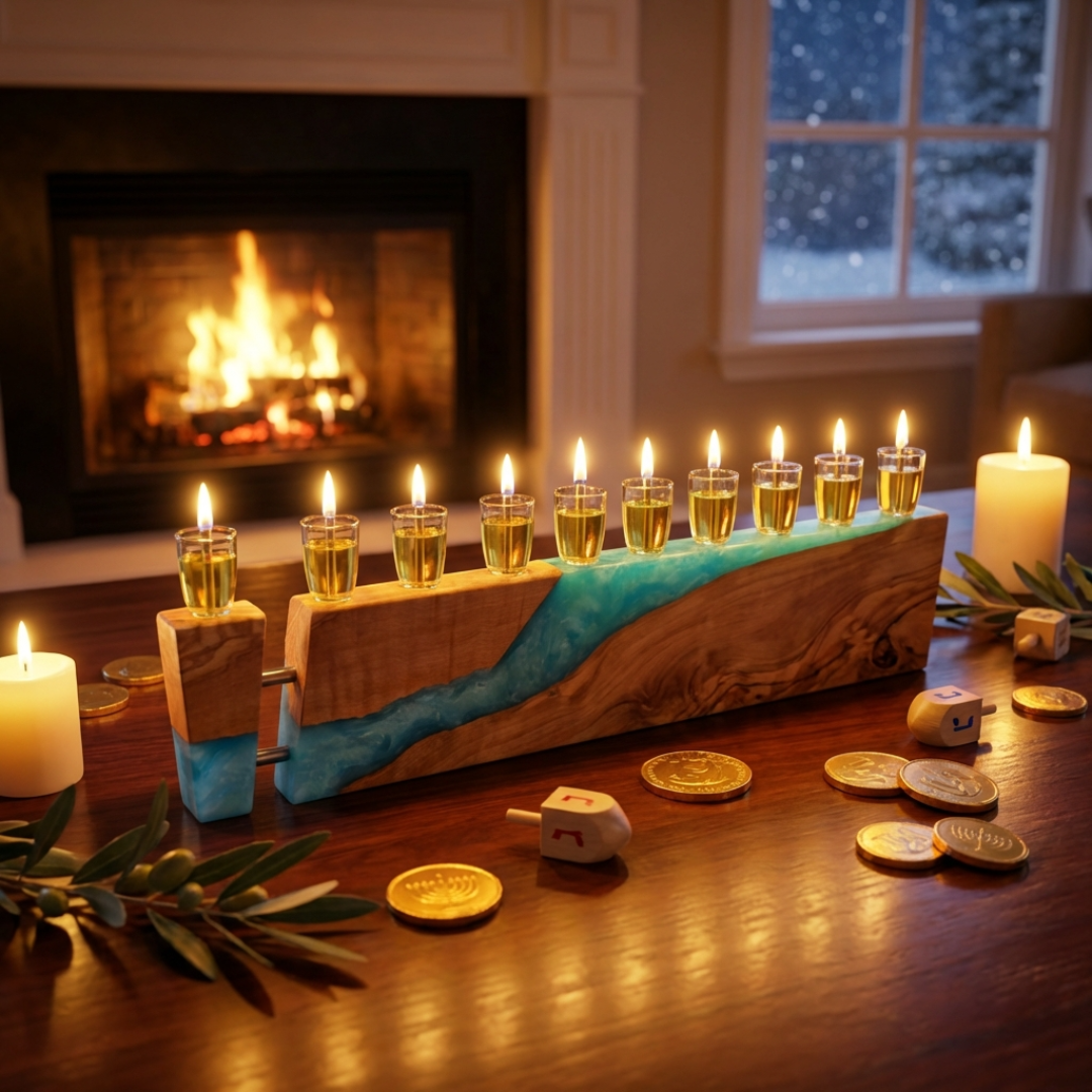 Handcrafted Olive Wood Menorah