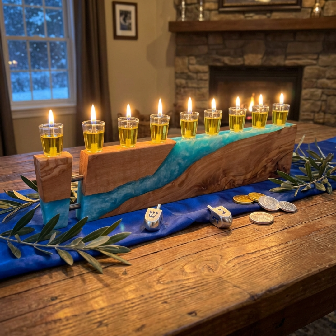 Handcrafted Olive Wood Menorah