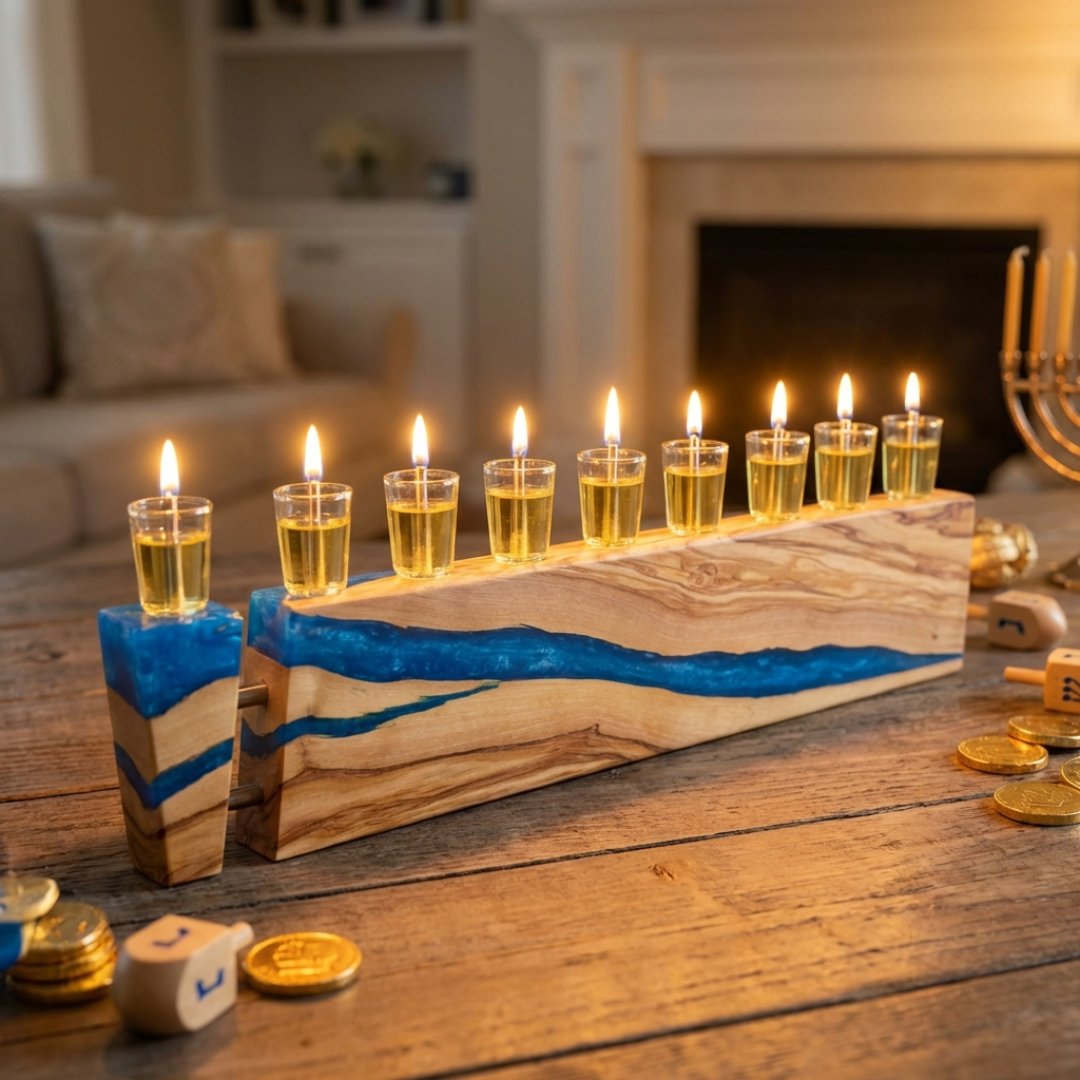 Handcrafted Olive Wood Menorah