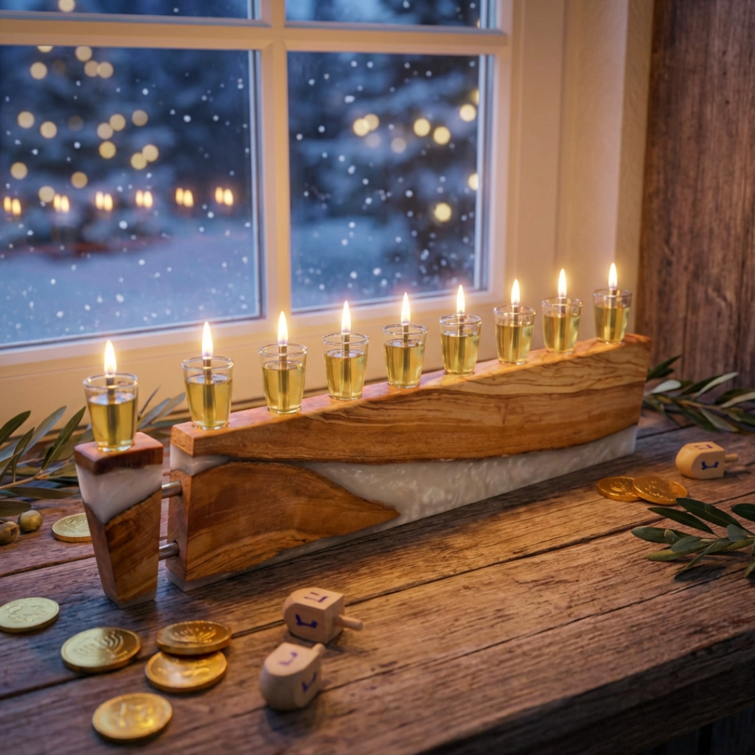 Handcrafted Olive Wood Menorah