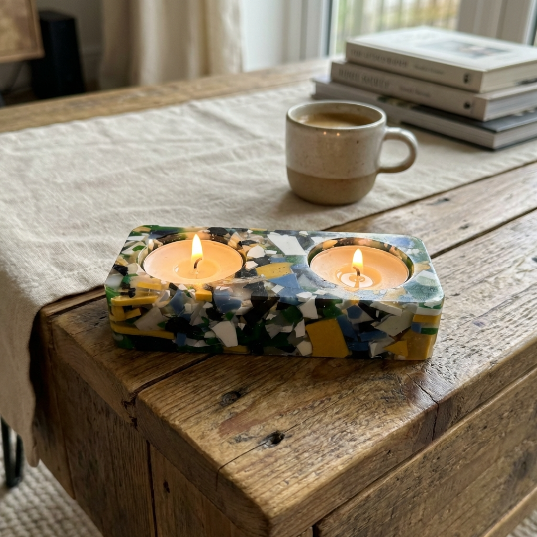 Handmade Seashell Resin Tea Light Holders