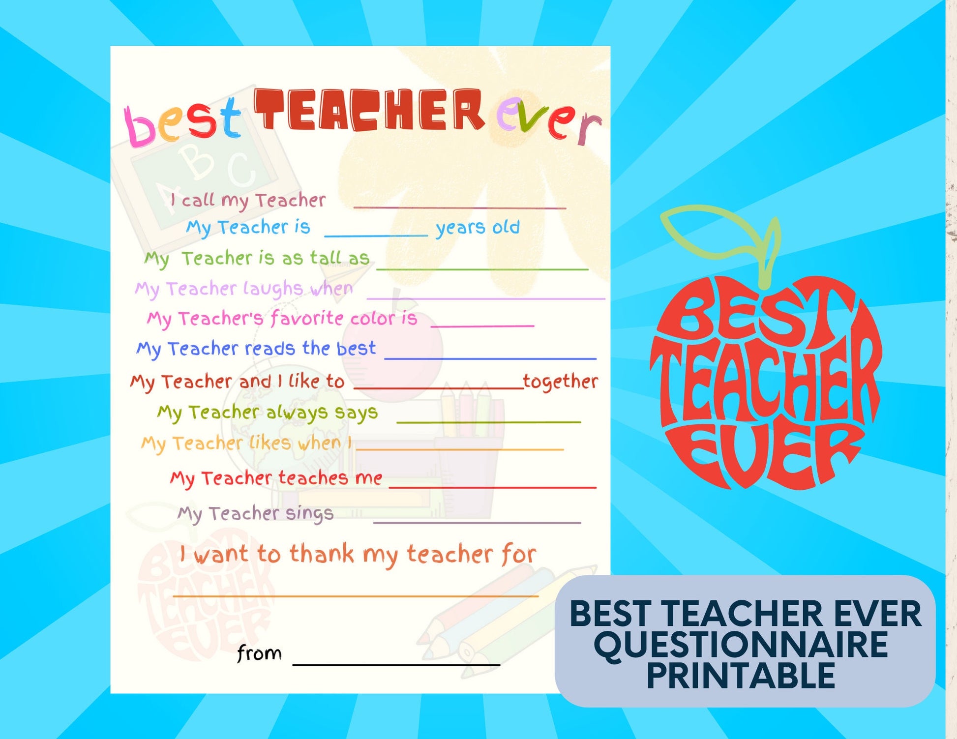 My Teacher and me | Toddler Questionnaire for Celebrating Teachers | Heartwarming Toddler Questionnaire | Put a smile on your Teacher's face