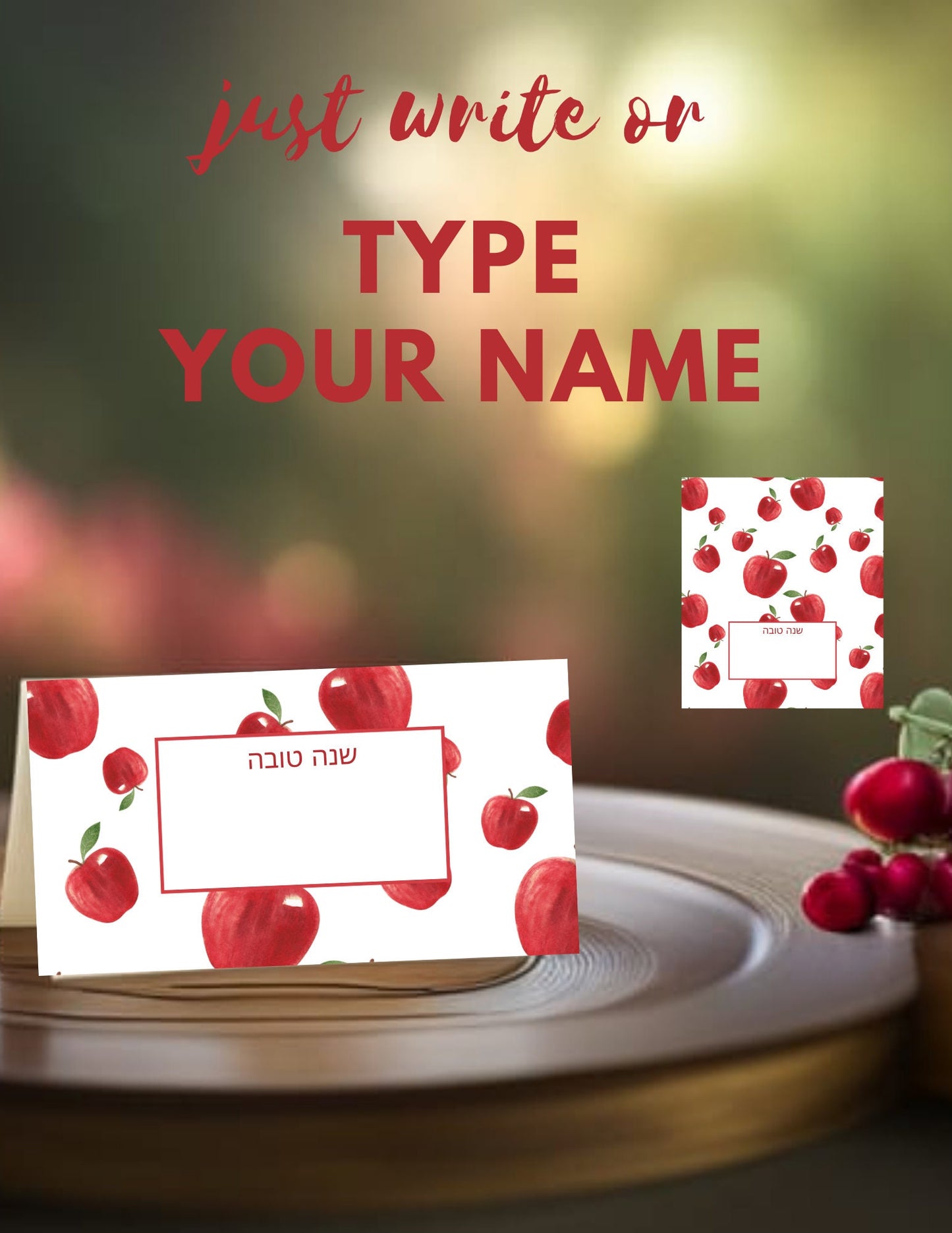 Rosh Hashana Place Cards- High Holidays place cards cards Editable. Three for the price of one (HEBREW AND ENGLISH options)