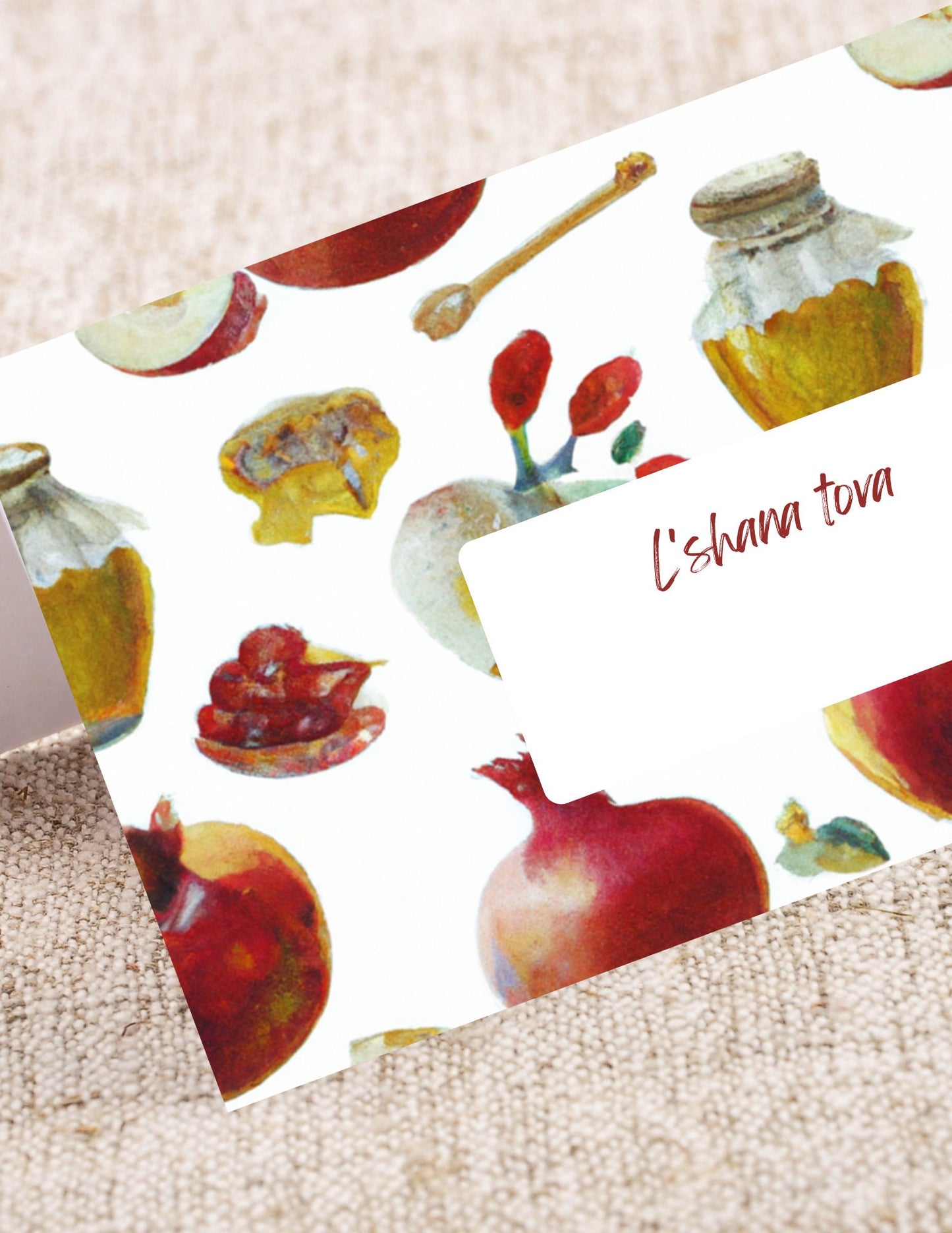 Rosh Hashanah Place Cards - Fillable PDF - Apples, Honey, Pomegranates - L'Shana Tova