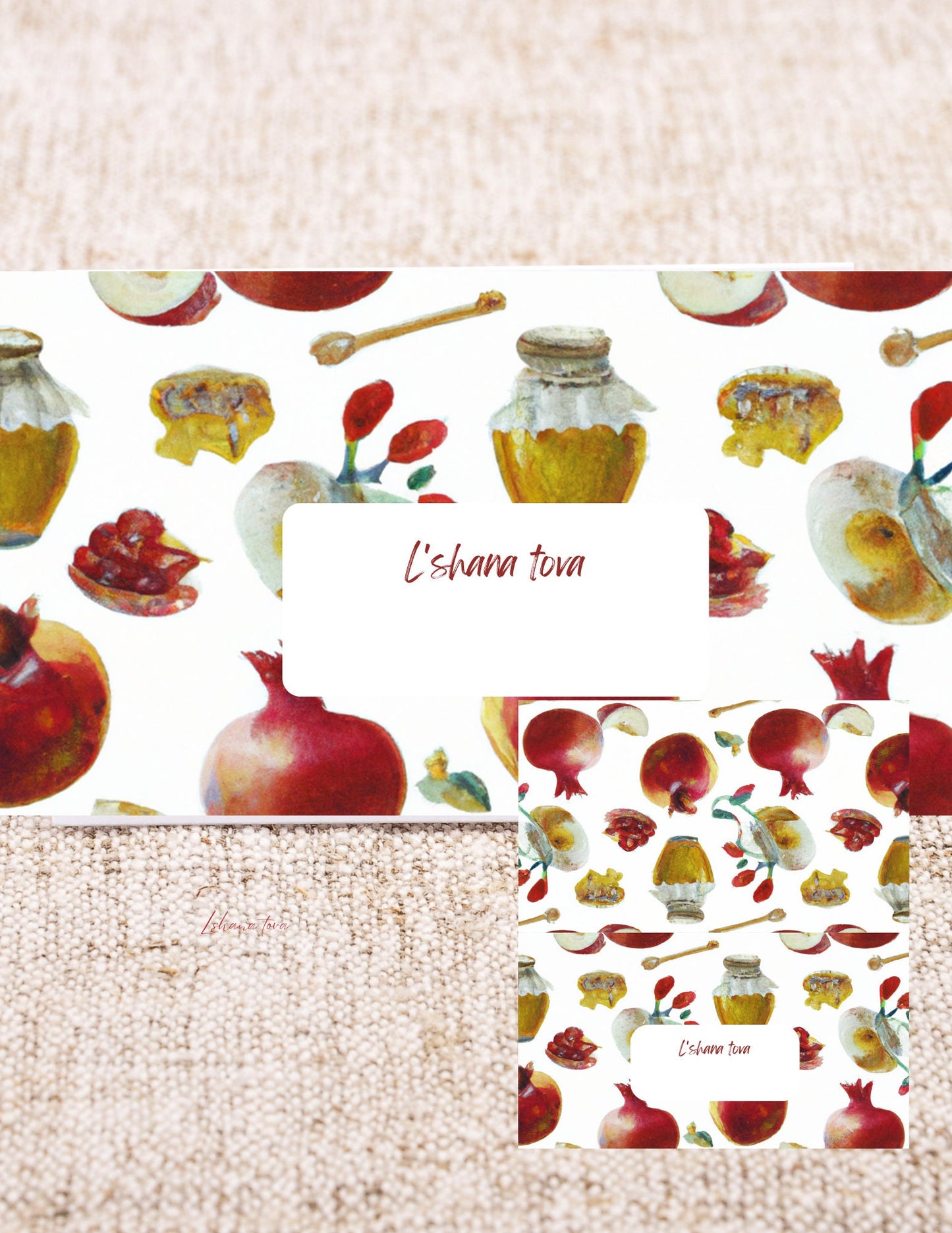 Rosh Hashanah Place Cards - Fillable PDF - Apples, Honey, Pomegranates - L'Shana Tova