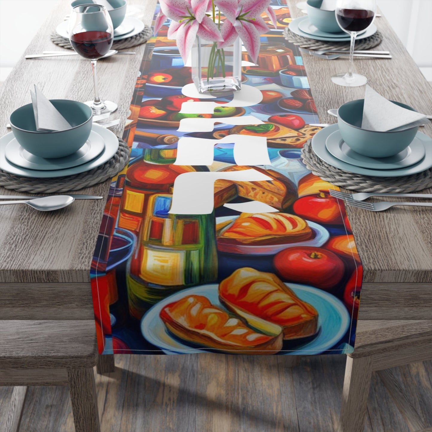 Rosh Hashana Table Runner | vibrant rosh hashana table decor