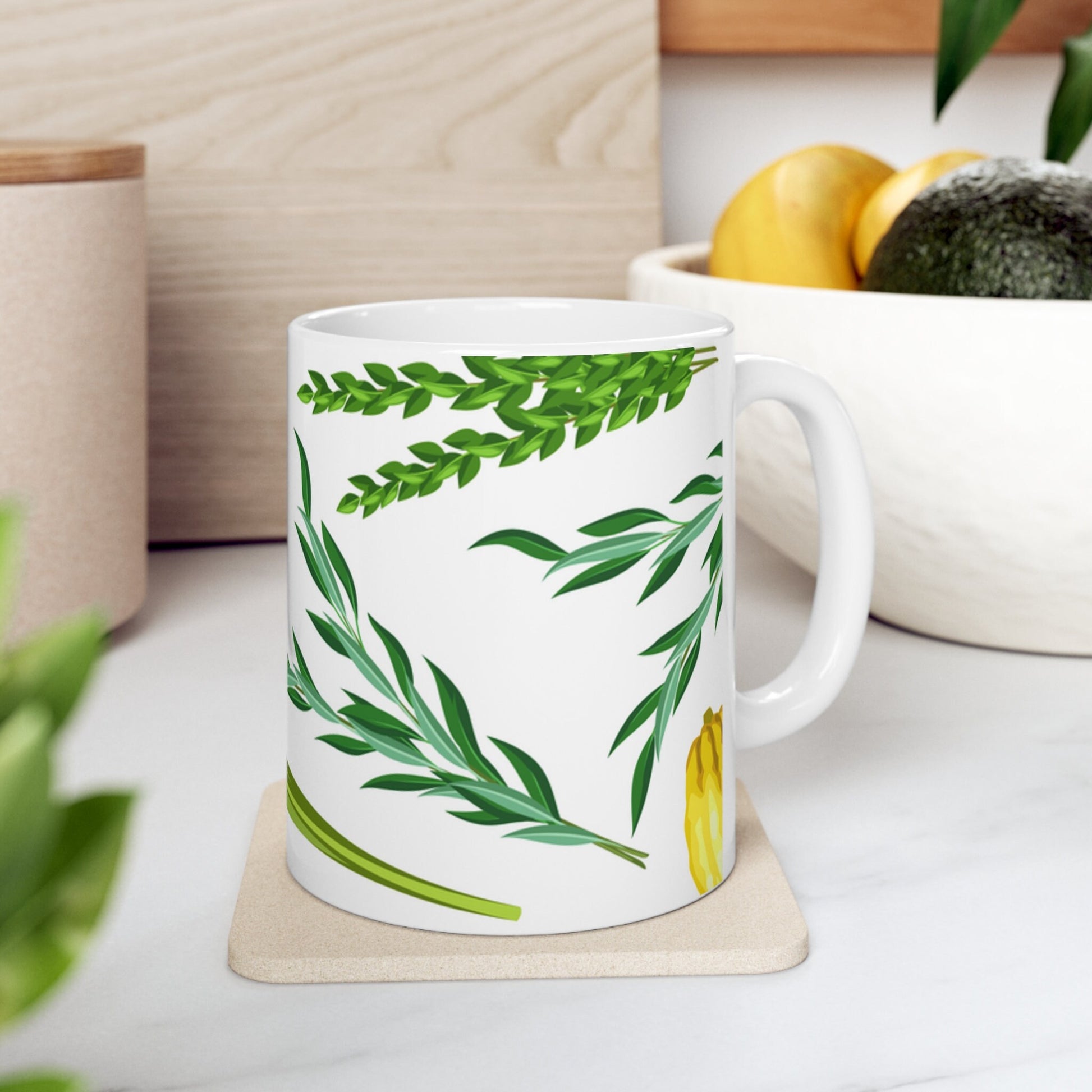 Celebrate Sukkot with Elegance| Lulav and Etrog Ceramic Mug for Your Joyous Moment| 11 OZ chag sameach