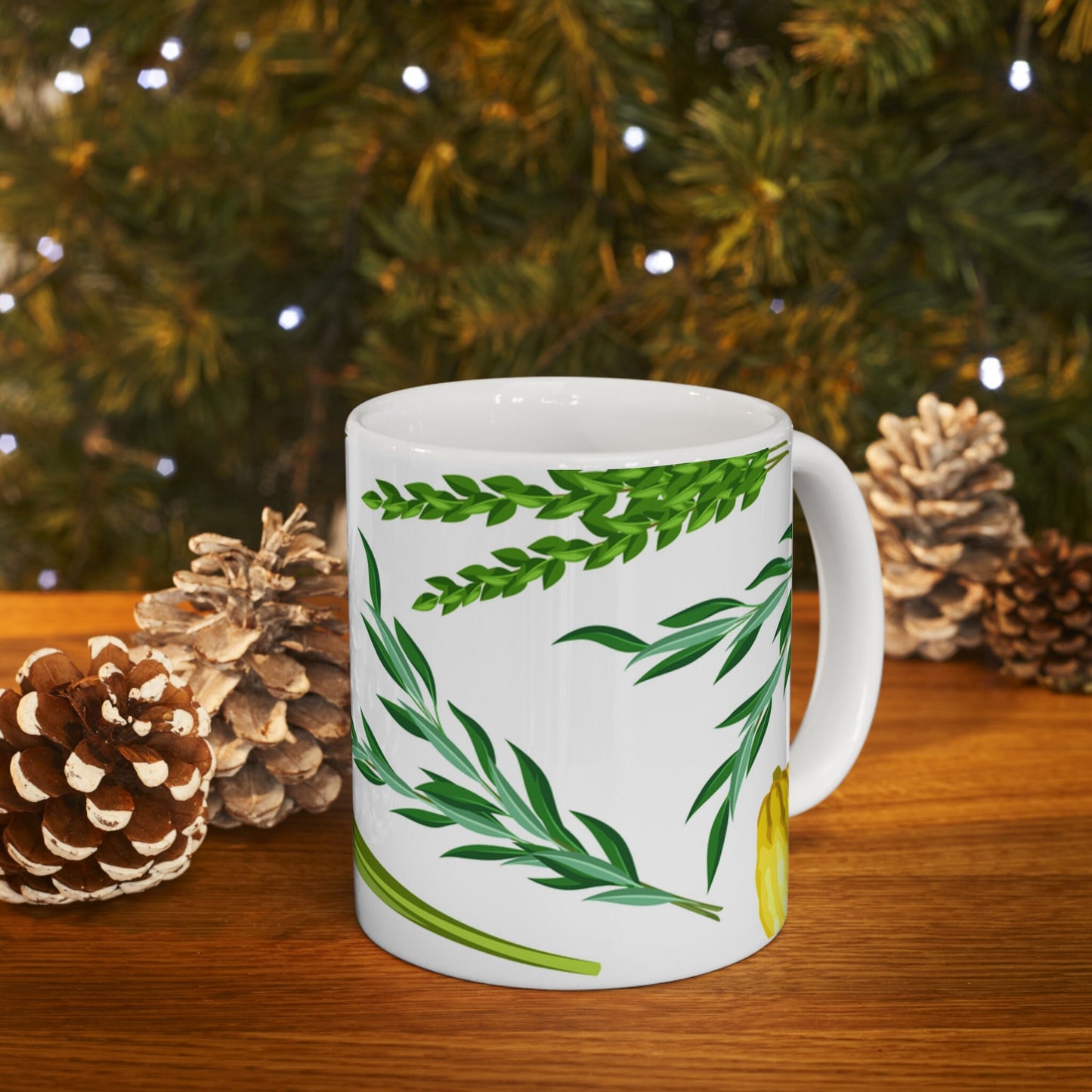 Celebrate Sukkot with Elegance| Lulav and Etrog Ceramic Mug for Your Joyous Moment| 11 OZ chag sameach