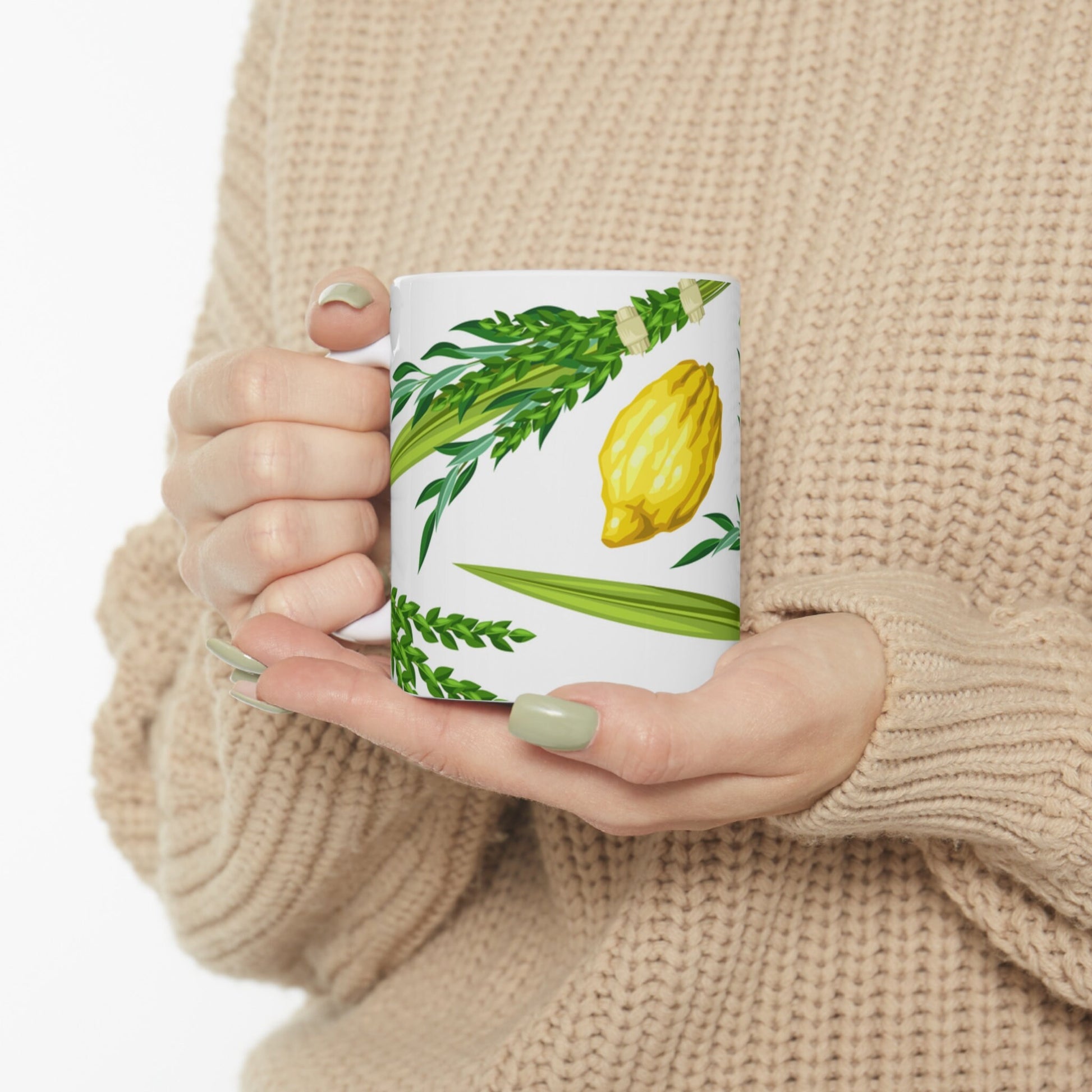 Celebrate Sukkot with Elegance| Lulav and Etrog Ceramic Mug for Your Joyous Moment| 11 OZ chag sameach