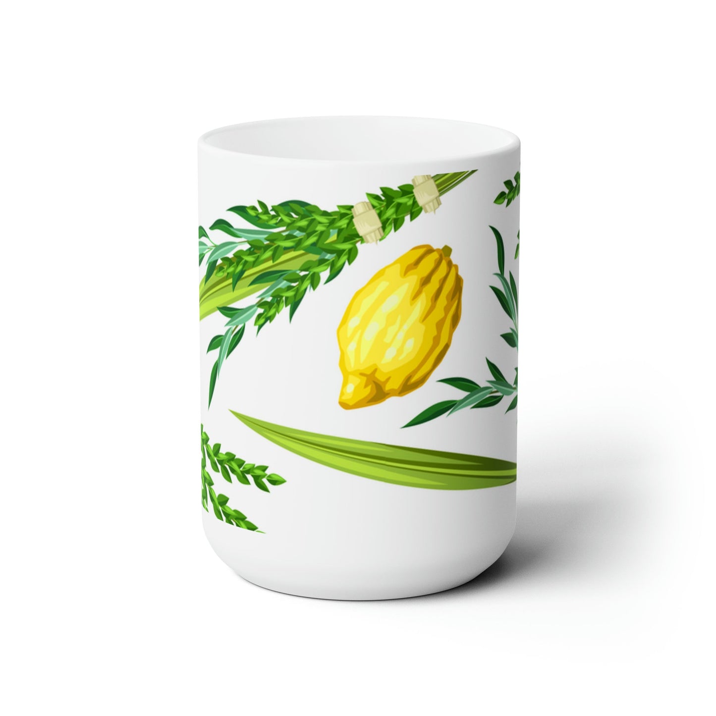 Celebrate Sukkot with Elegance| Lulav and Etrog Ceramic Mug for Your Joyous Moment 15 oz