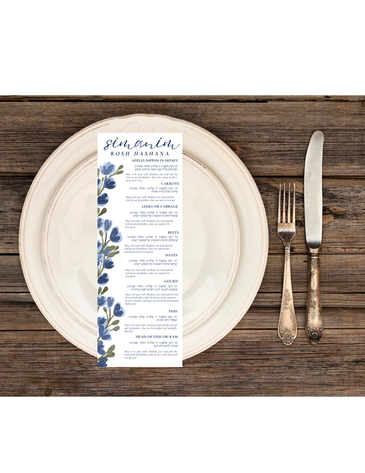 Ashkanaz simanim rosh hashana | Digital\ Printable Rosh Hashanah Simanim Menu - English & Hebrew - Rosh Hashanah Simanim|