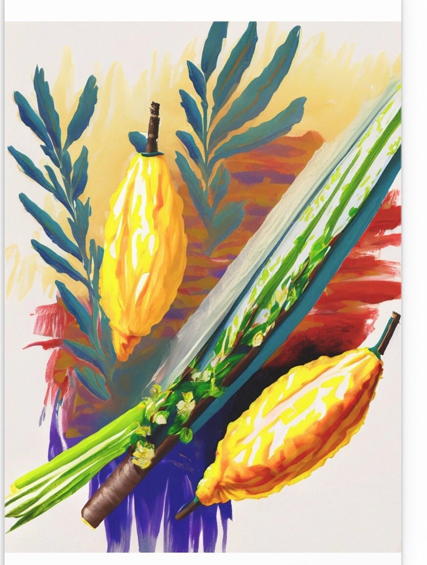 Sukkot Decor| Lulav and Etrog Silk Poster for Your Sukkah Decor| Sukkot poster | sukkot holiday