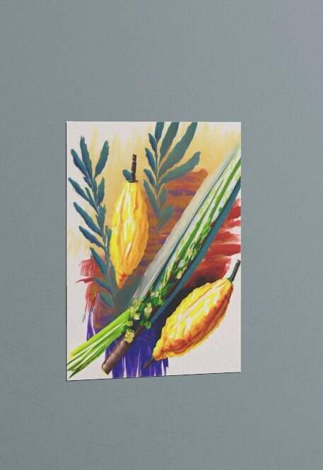 Sukkot Decor| Lulav and Etrog Silk Poster for Your Sukkah Decor| Sukkot poster | sukkot holiday