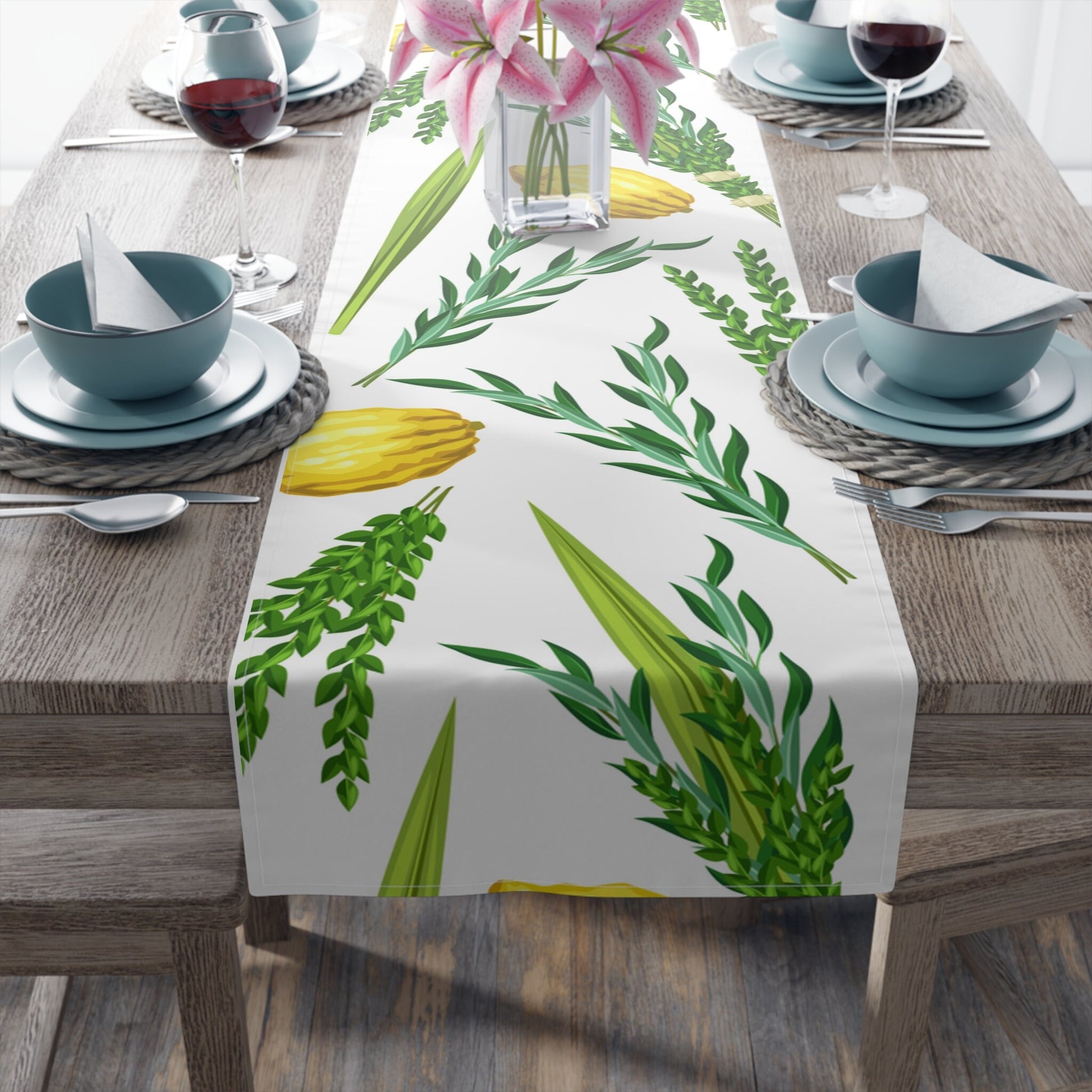 Lulav and Etrog Sukkot Table Runner| Sukkot Celebration with a Lulav and Etrog Table Runner