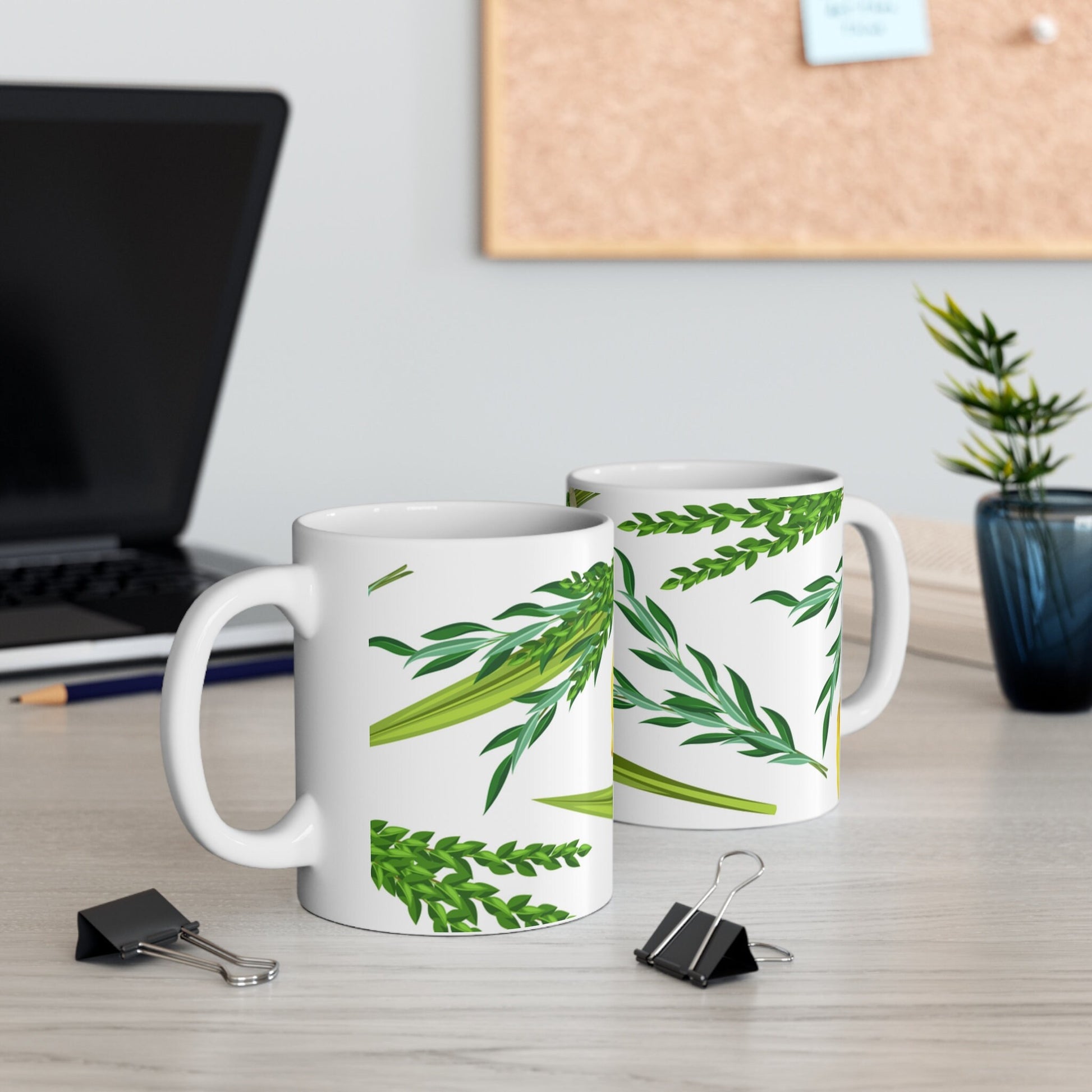 Celebrate Sukkot with Elegance| Lulav and Etrog Ceramic Mug for Your Joyous Moment| 11 OZ chag sameach