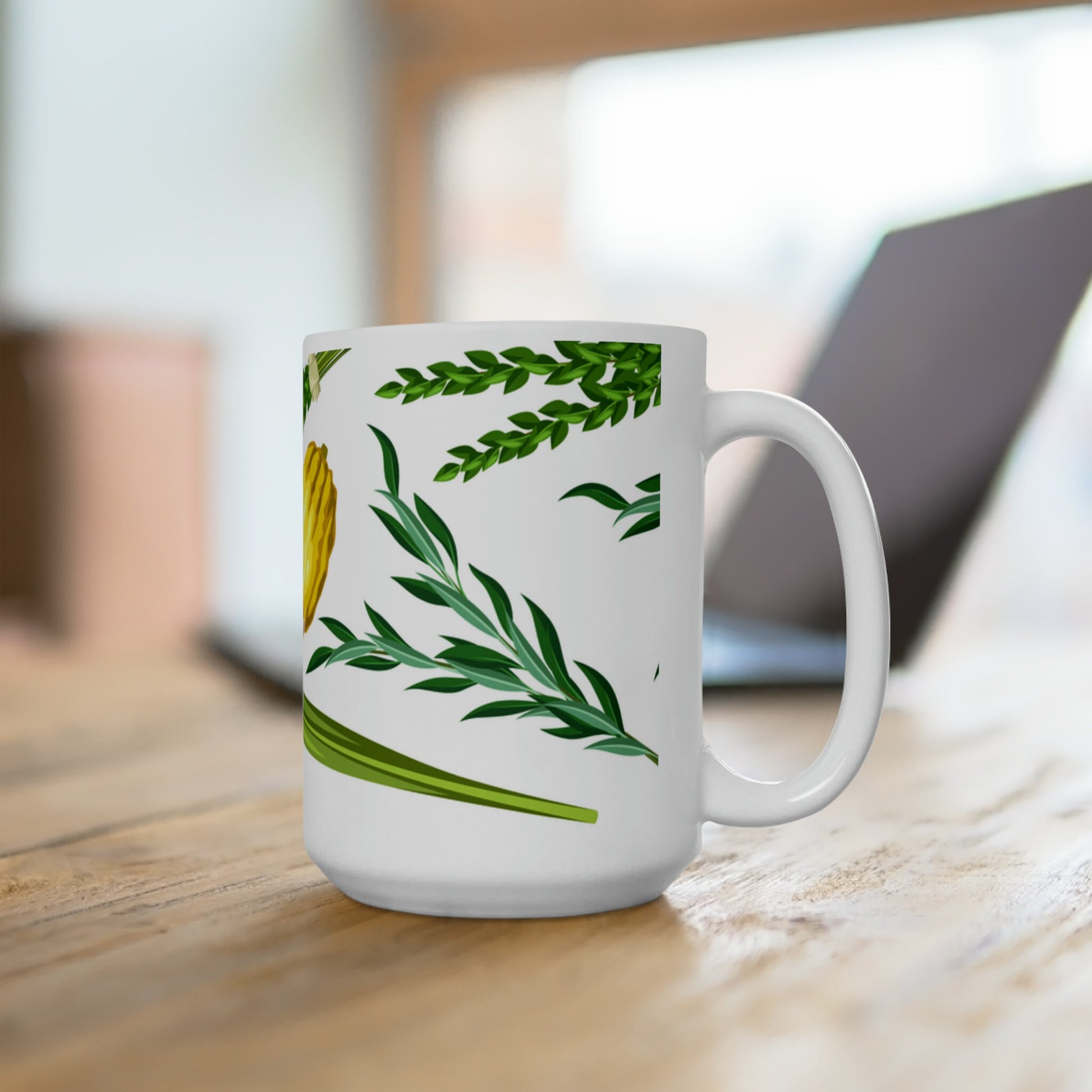 Celebrate Sukkot with Elegance| Lulav and Etrog Ceramic Mug for Your Joyous Moment 15 oz