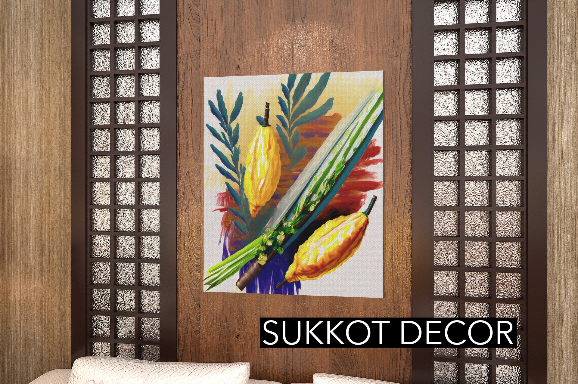 Sukkot Decor| Lulav and Etrog Silk Poster for Your Sukkah Decor| Sukkot poster | sukkot holiday