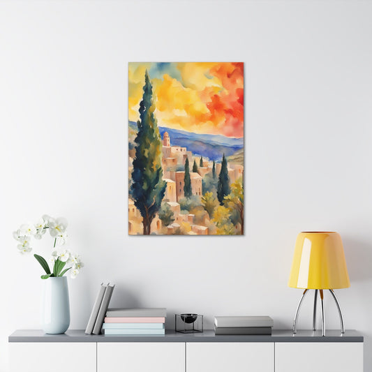 Jerusalem Vibrant Colors Canvas Gallery Wrap | Jewish Wall art | Israel Art | Jewish Home Decor | chanukah art