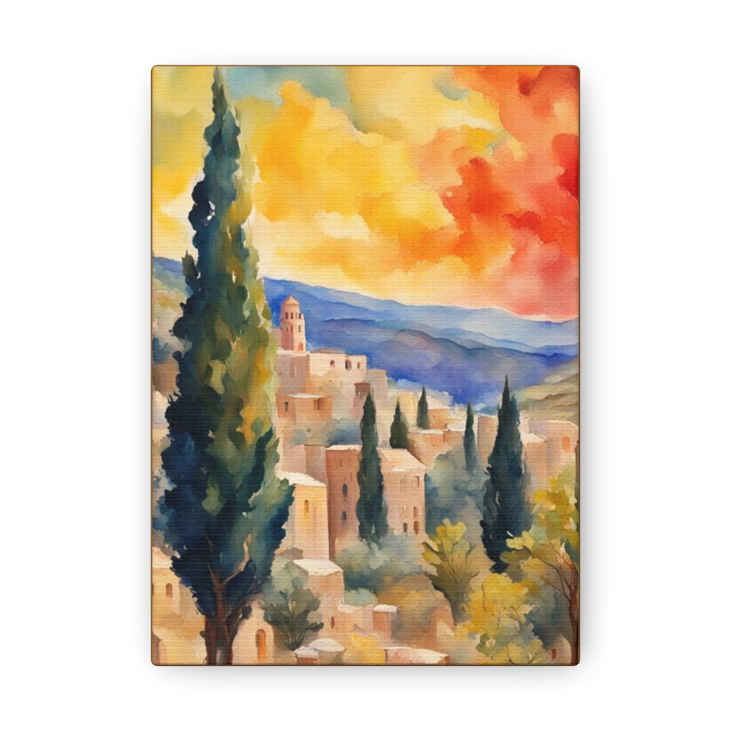 Jerusalem Vibrant Colors Canvas Gallery Wrap | Jewish Wall art | Israel Art | Jewish Home Decor | chanukah art