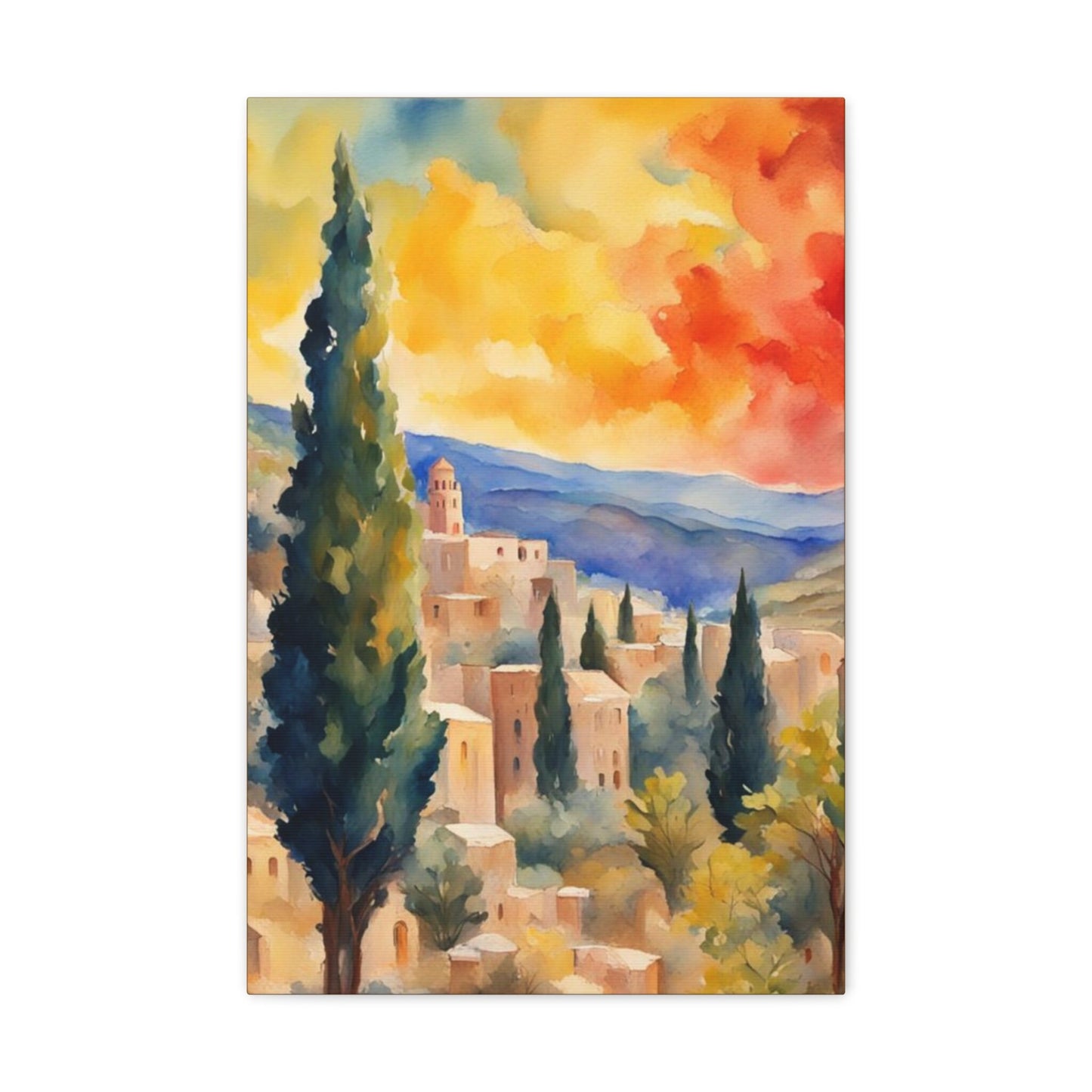 Jerusalem Vibrant Colors Canvas Gallery Wrap | Jewish Wall art | Israel Art | Jewish Home Decor | chanukah art