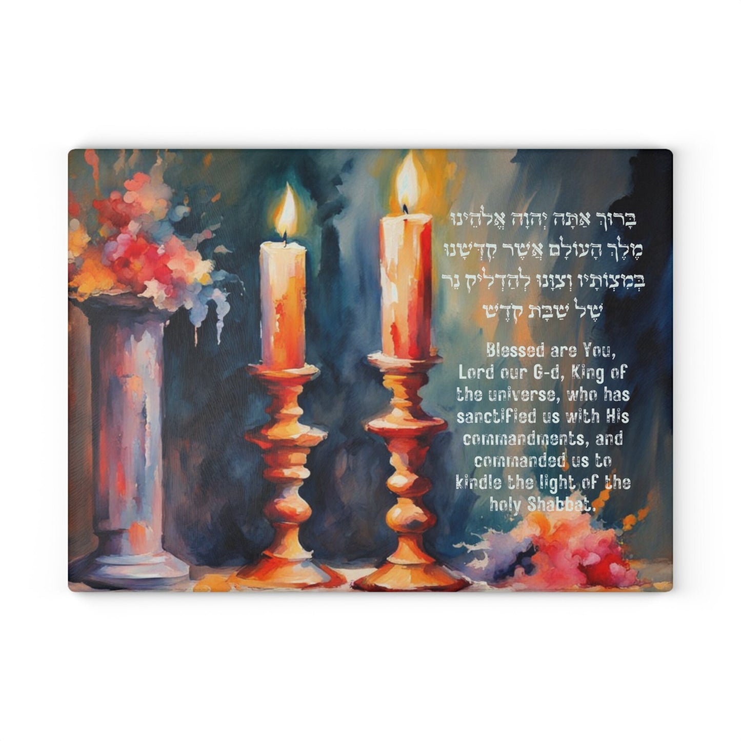 Shabbos lighting tray for your candles| sabbath gift | Juidaica Glass Board - shabbos candles - Available in 2 Sizes