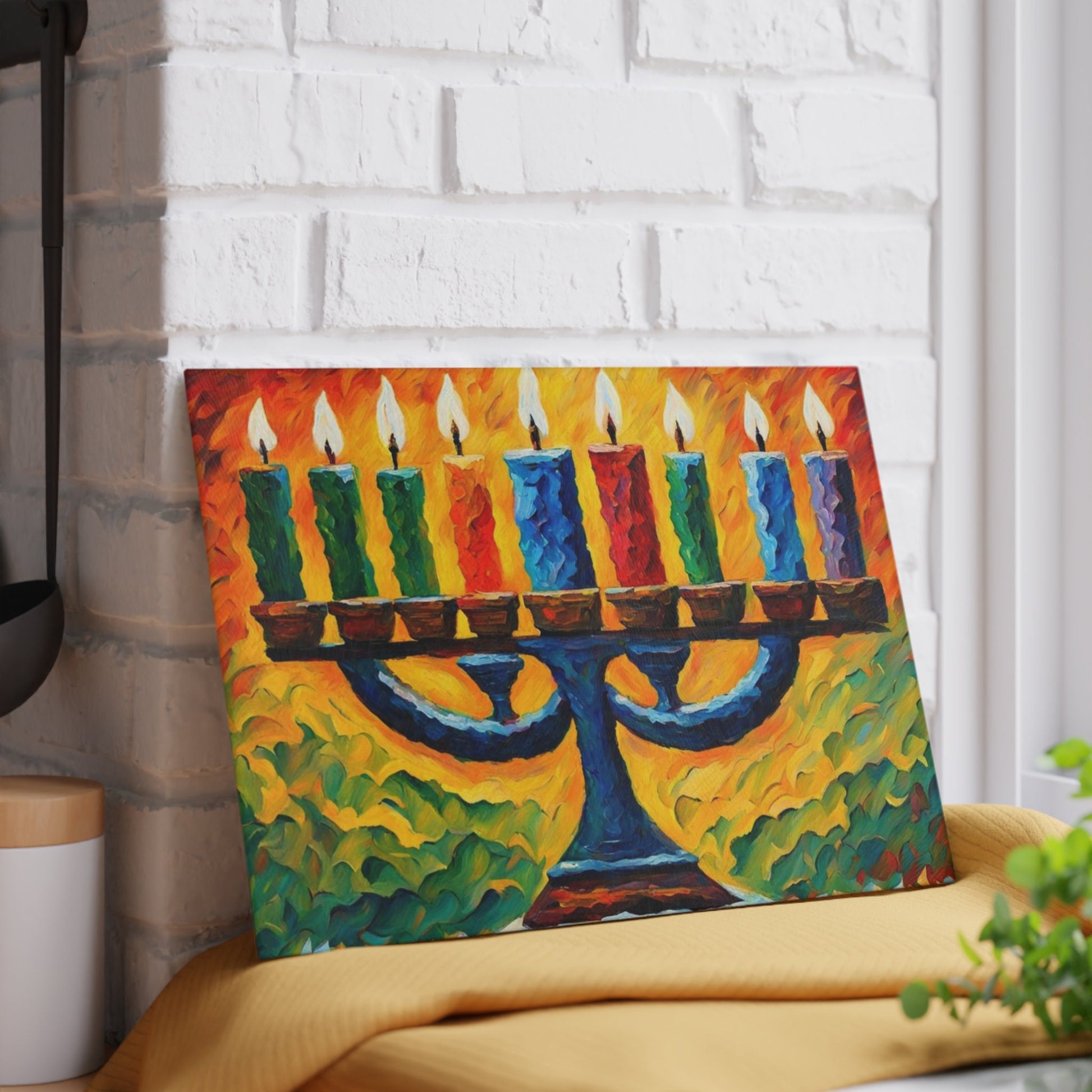 Menorah Tray | Menorah glass tray | Judaica tray | Chanukah tray | Hannukah| Holiday candles