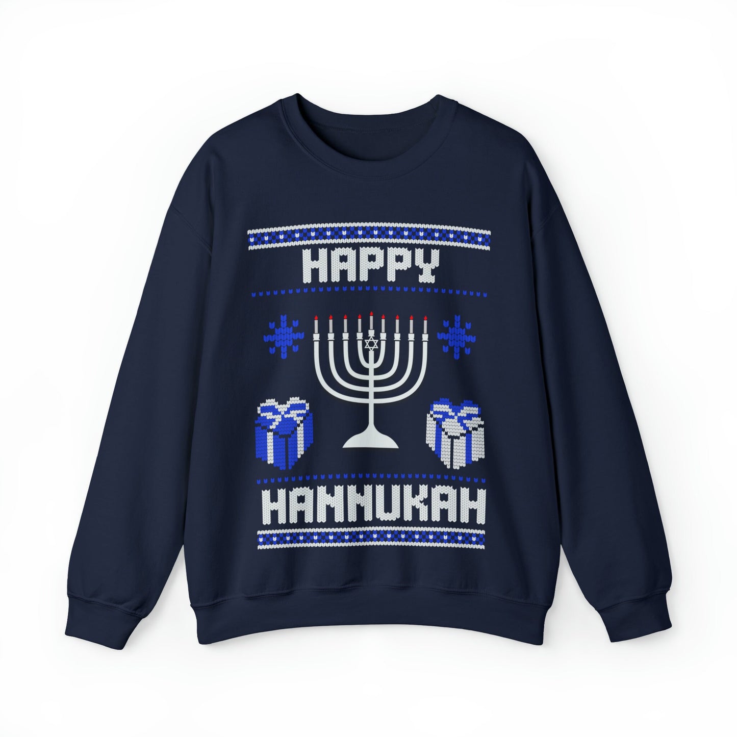 Happy Hannukah Ugly Sweatershirt - Unisex Chanukah Celebration, Jewish Holiday Design, Perfect Judaica Gift for Chanukah Celebrations