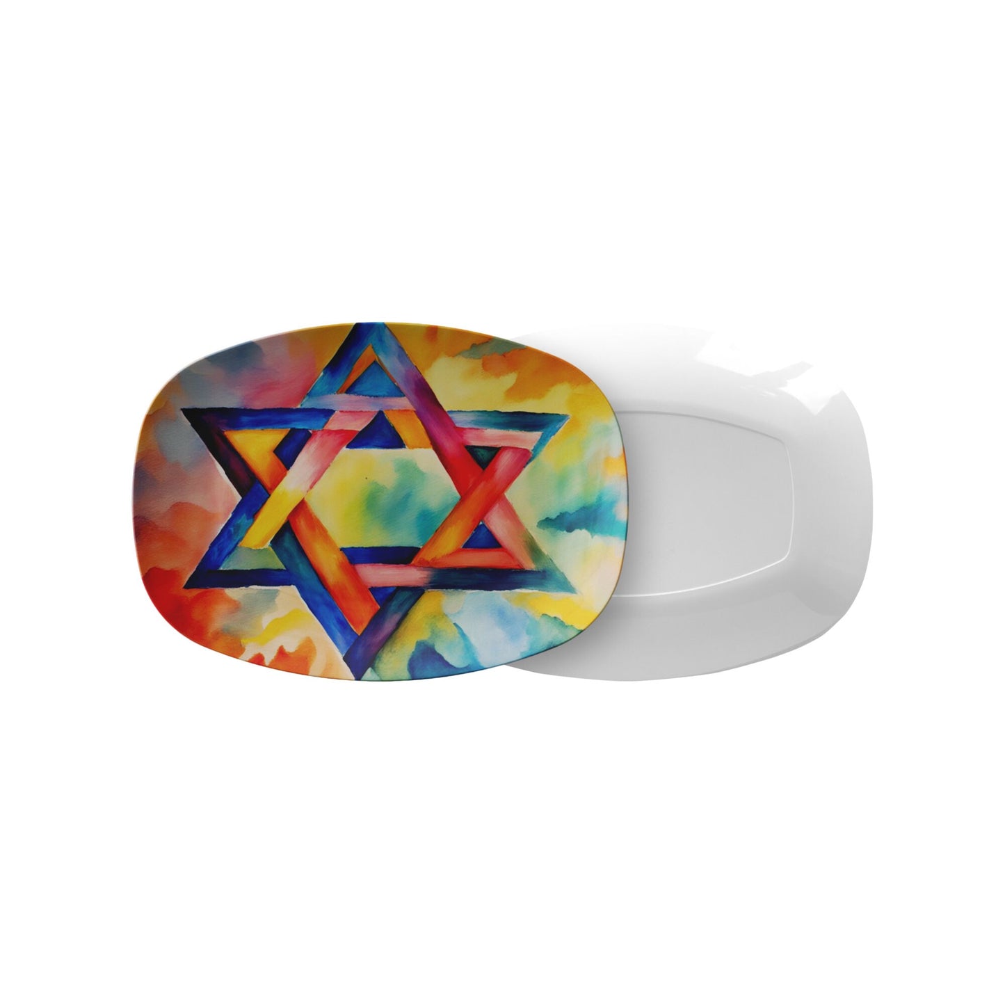 Serving Platter for Shabbat and Holidays, Star of David Watercolor Challah Tray, Jewish gift