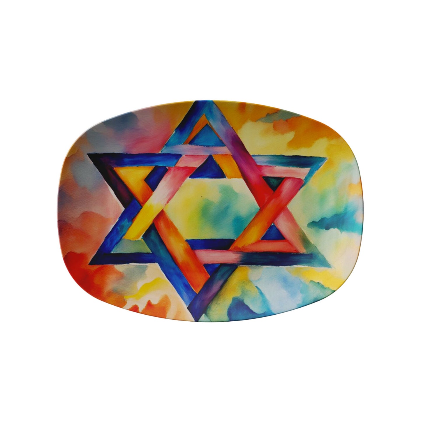 Serving Platter for Shabbat and Holidays, Star of David Watercolor Challah Tray, Jewish gift