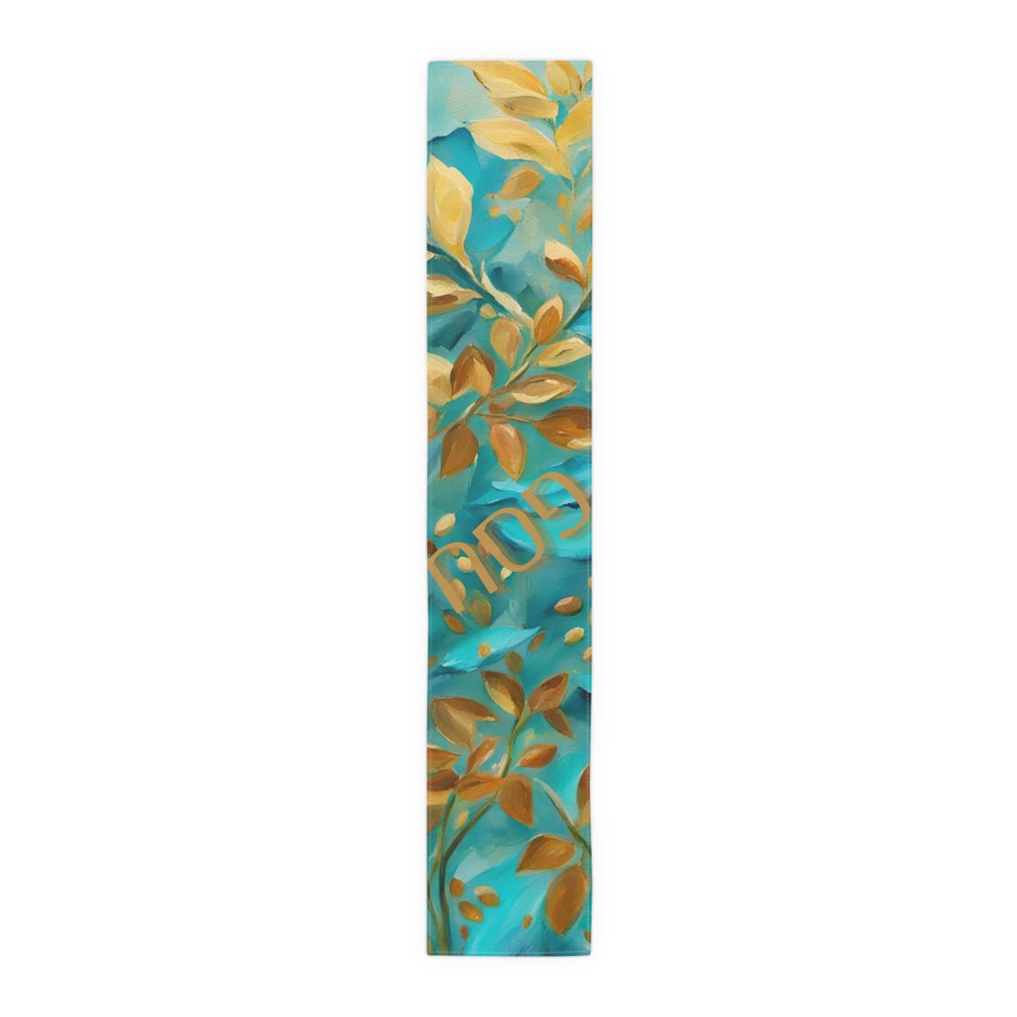 Gold Leaves and Turquoise - Passover Tablerunner