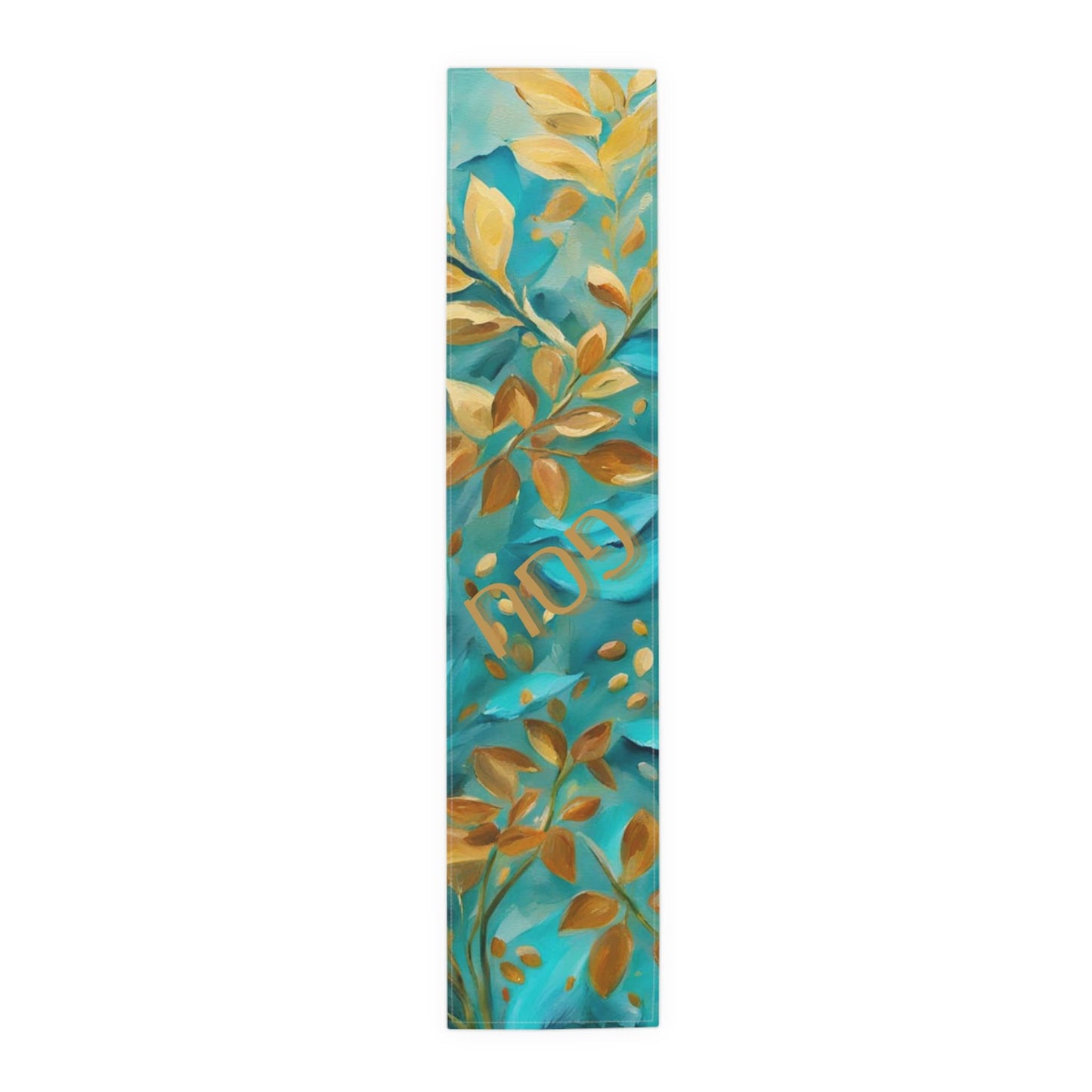 Gold Leaves and Turquoise - Passover Tablerunner