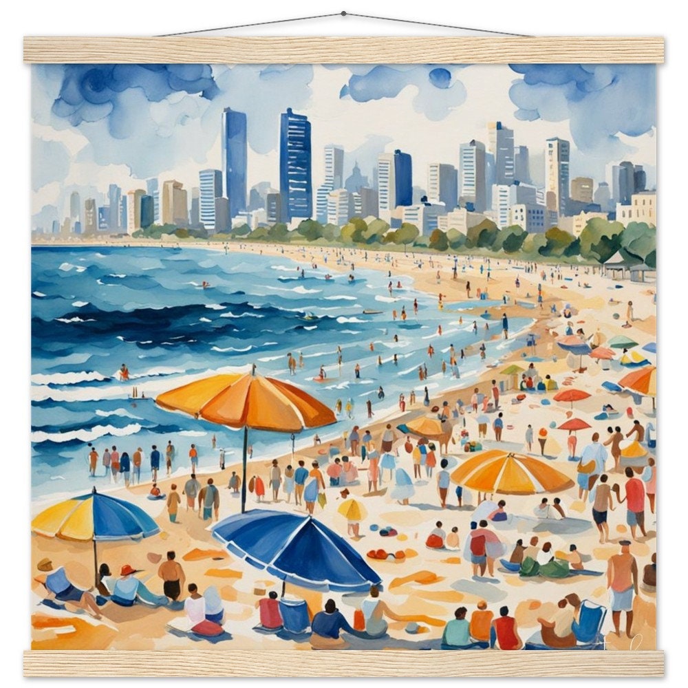 Tel Aviv beach, Israel art, Jewish home. Jewish art, Judaica gift, Jewish Pride, Tel Aviv Art Print - Jewish Home, Judaica Décor