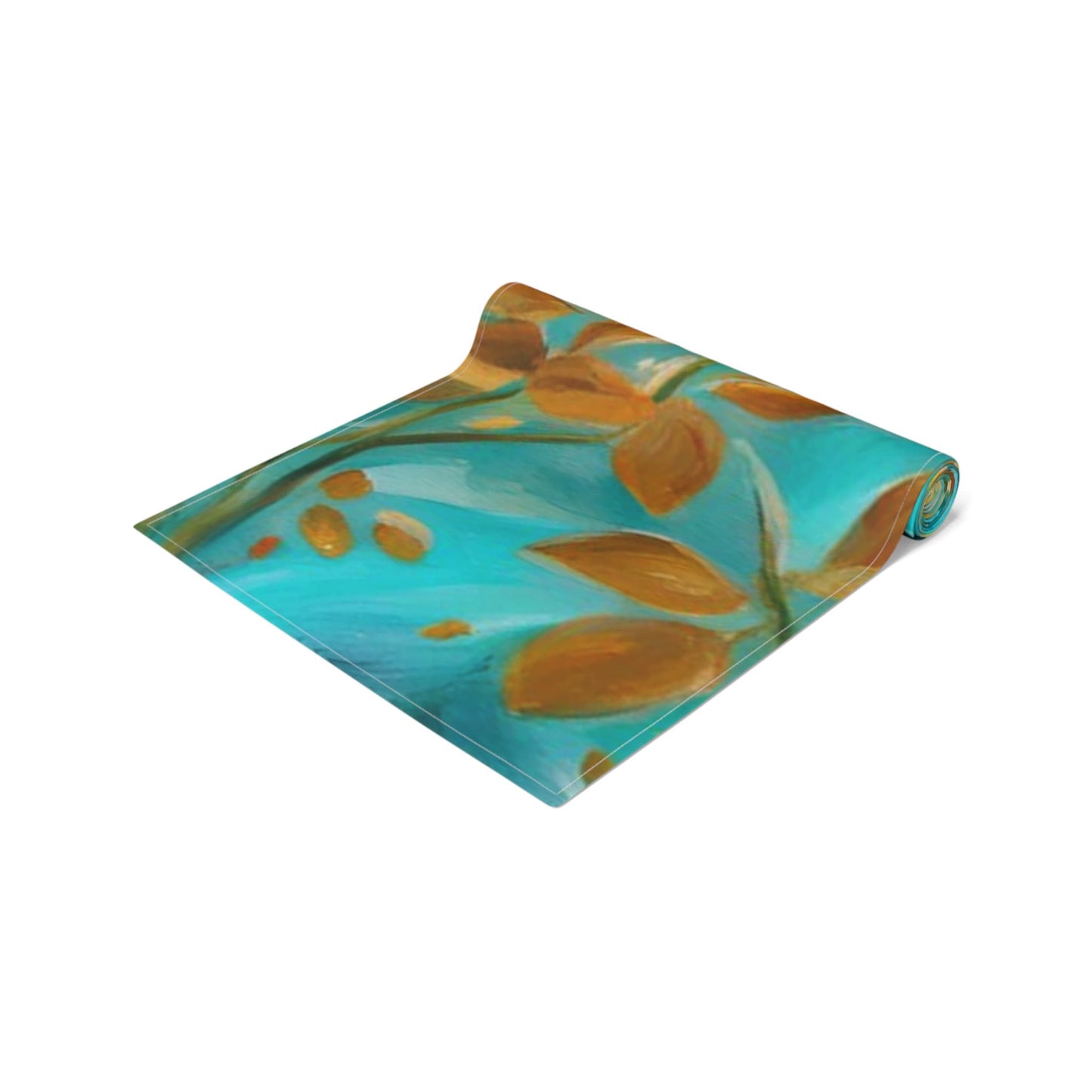 Gold Leaves and Turquoise - Passover Tablerunner