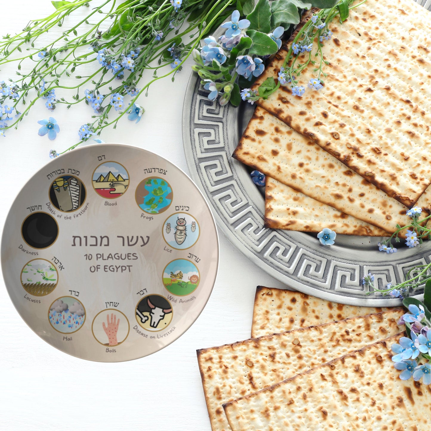 Ten Plagues plate, Seder night, kids activity plate, kids pesach