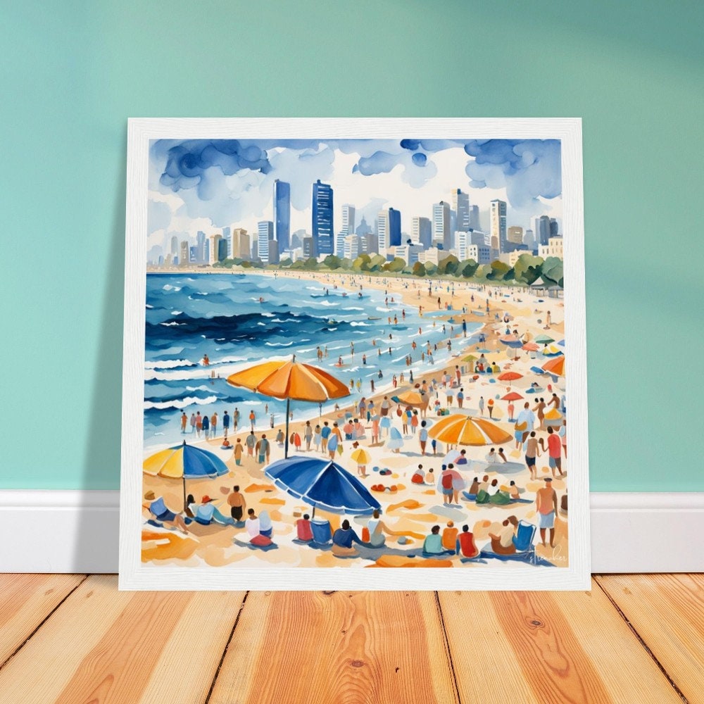 Tel Aviv beach, Israel art, Jewish home. Jewish art, Judaica gift, Jewish Pride, Tel Aviv Art Print - Jewish Home, Judaica Décor