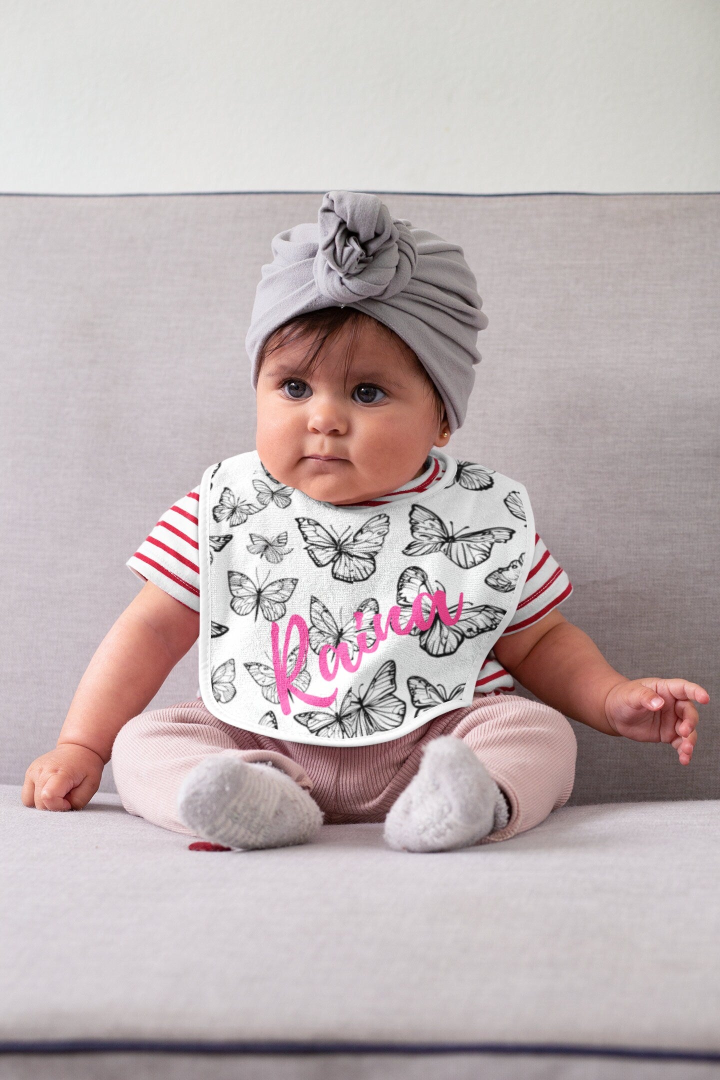 Baby Bundle/ Matching Blanket, hat and Bib/ Baby gift bundle (Jewish baby gift) English Hebrew baby girl