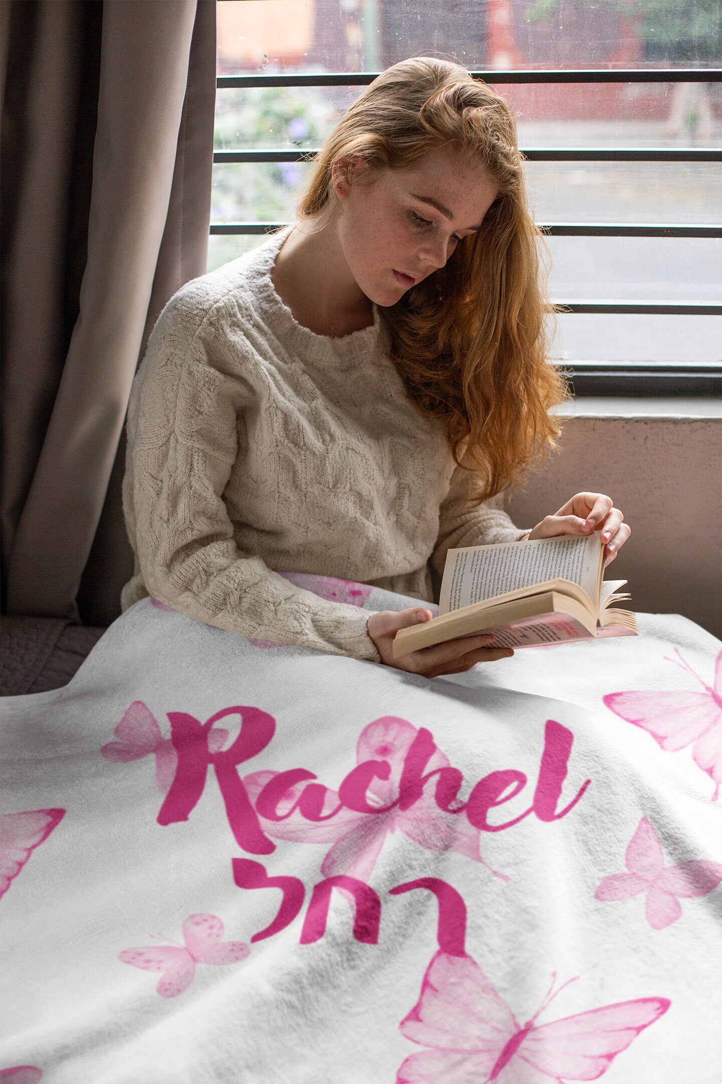 Hebrew English Blanket, Jewish teenager girl, Jewish camp Blanket, Hebrew customized blanket