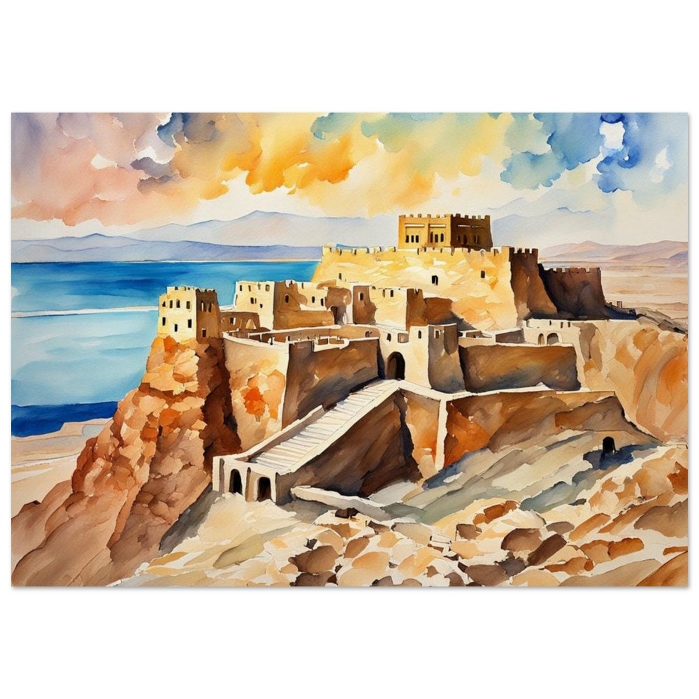 Masada painting, Israel history, Jewish art, judaica art