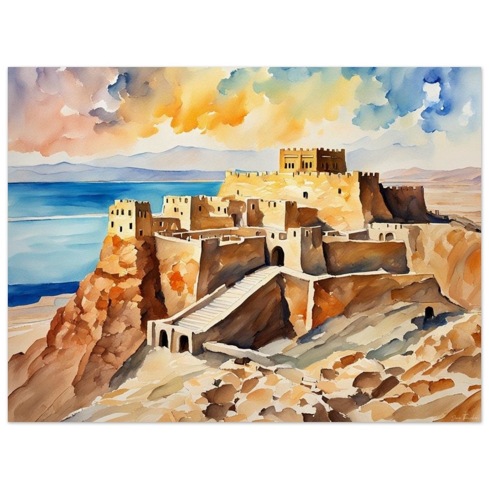 Masada painting, Israel history, Jewish art, judaica art