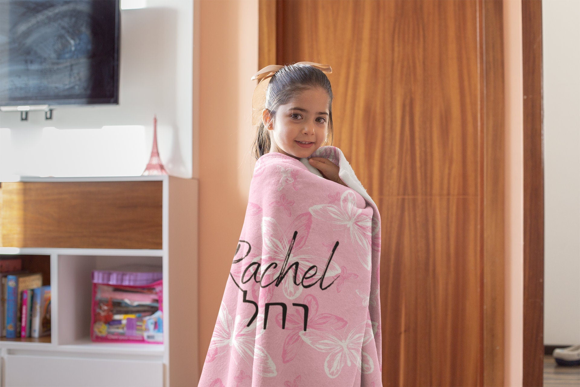 Hebrew English Blanket, Jewish teenager girl, Jewish camp Blanket, Hebrew customized blanket