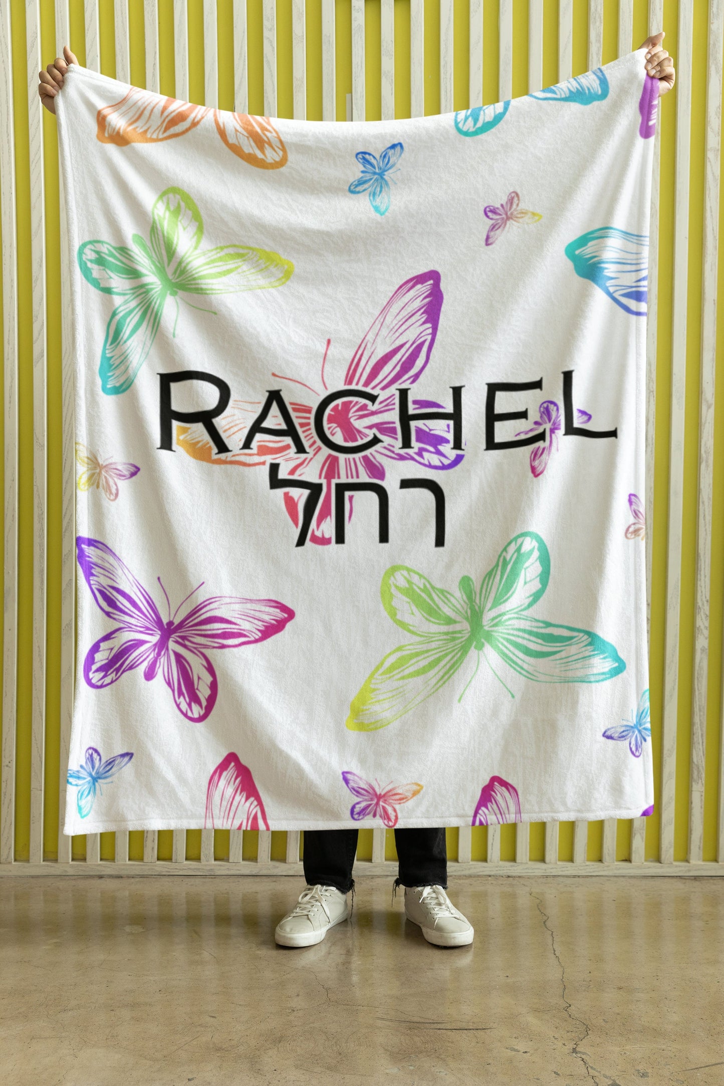 Hebrew English Blanket, Jewish teenager girl, Jewish camp Blanket, Hebrew customized blanket