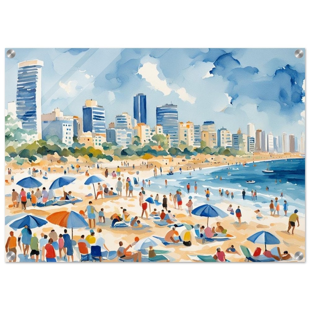 Tel Aviv beach, Israel art, Jewish home. Jewish art, Judaica gift, Jewish Pride